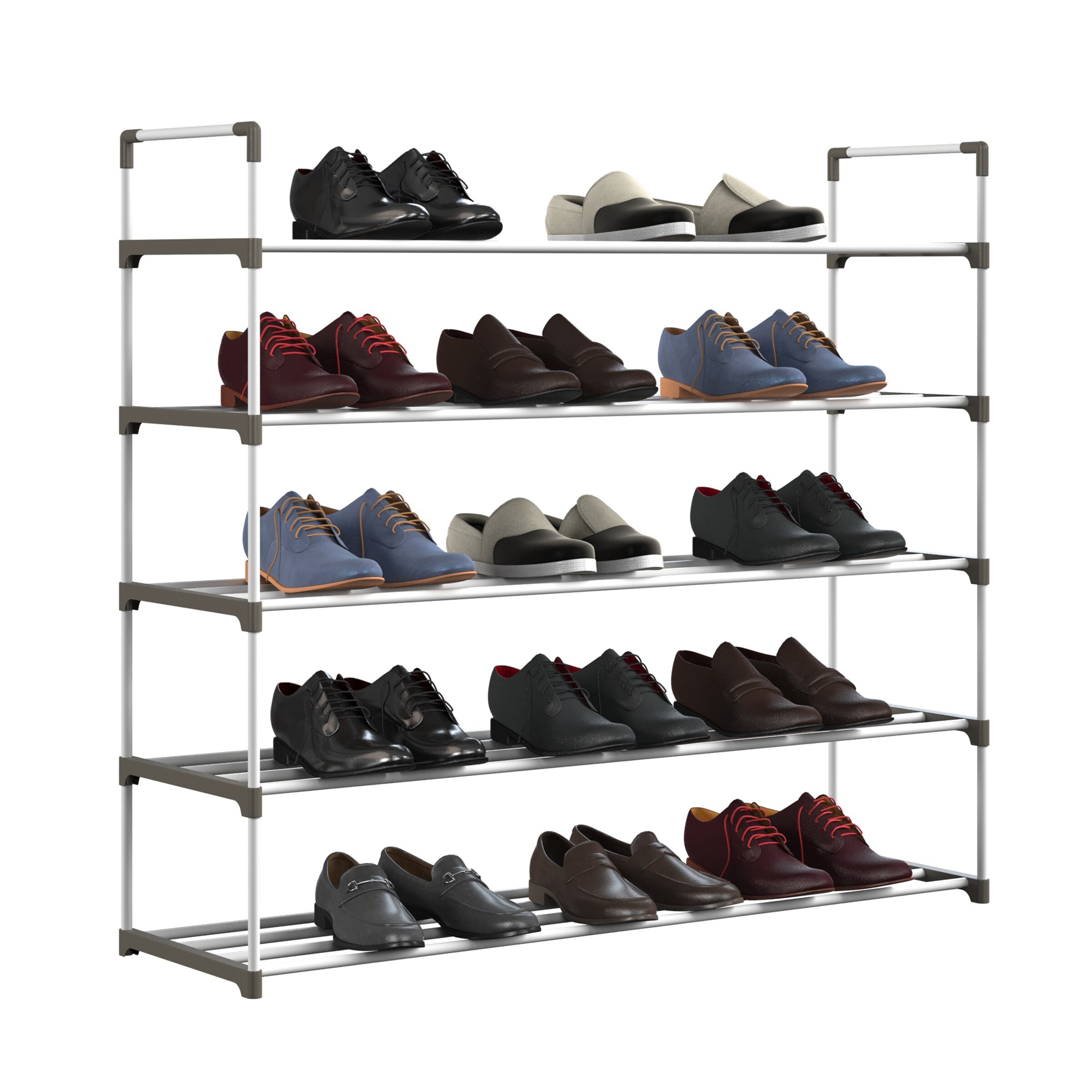 13.3 H 12-Pair 1-Tier Gray Plastic Shoe Rack, Dark Gray