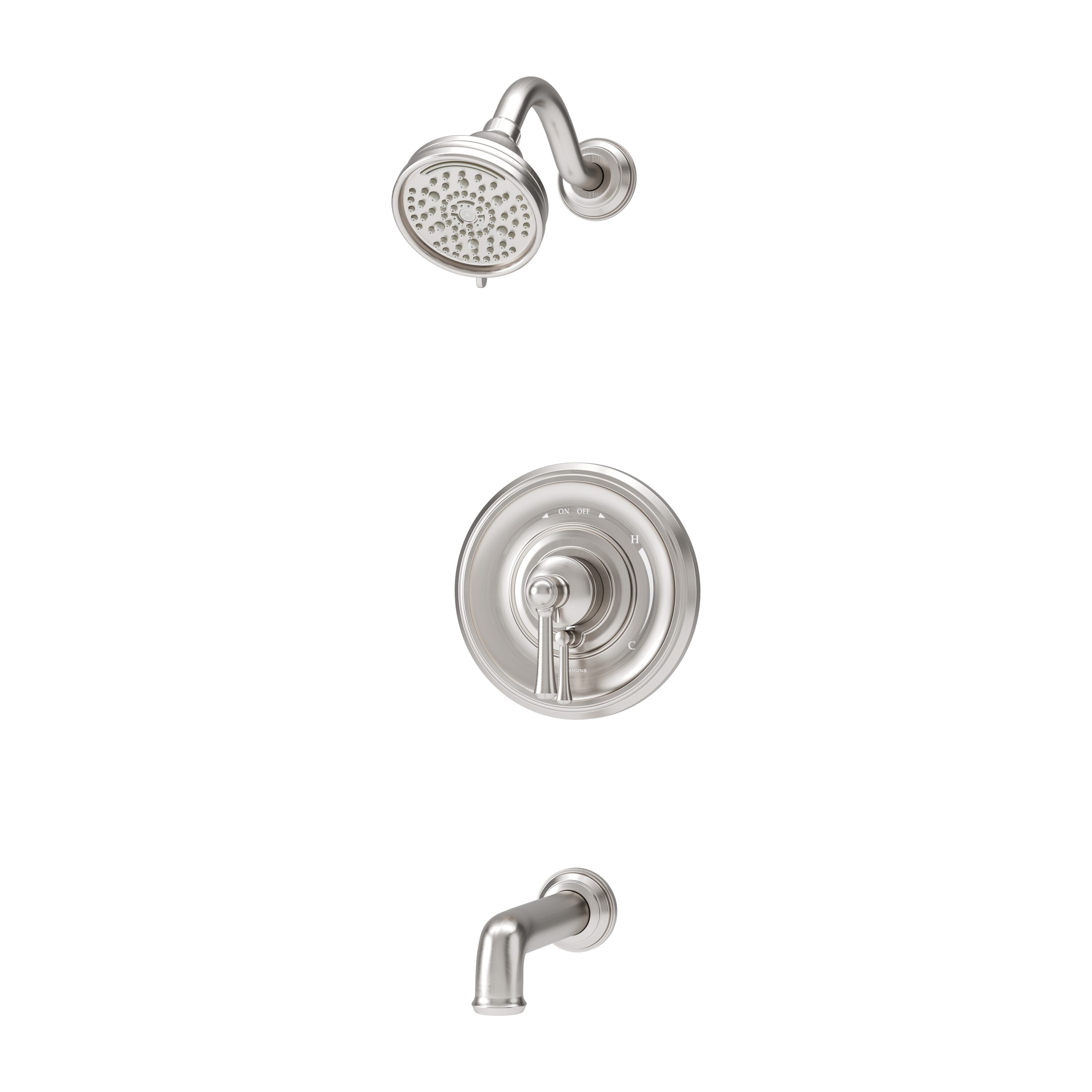 Symmons S5892STN15TRM Braston Satin Nickel 1-handle Multi-function 4.07-in Round Bathtub and shower Faucet