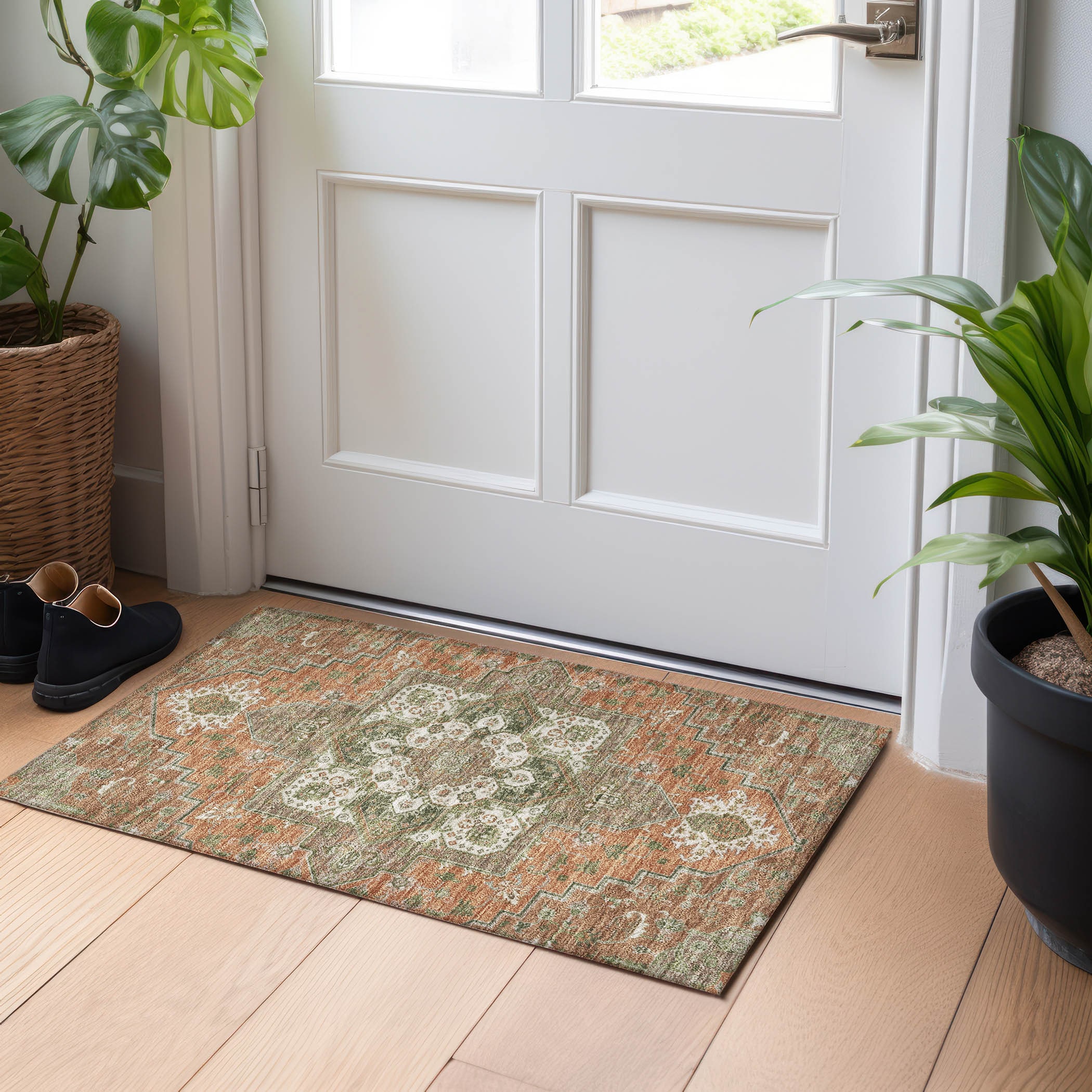Addison Rugs ACN1036RU20X30 Chantille ACN1036RU 2 x 3 (ft) Polyester Rust Rectangular Indoor/Outdoor Geometric Machine washable Area rug