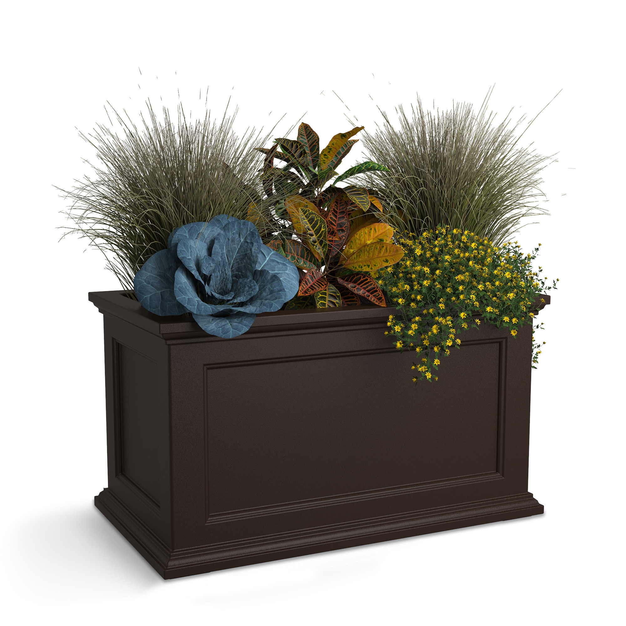 Mayne 5826-ES Rectangle 20.0-Inches W Extra Large Brown Plastic Outdoor Planter with Drainage Holes with Self Watering