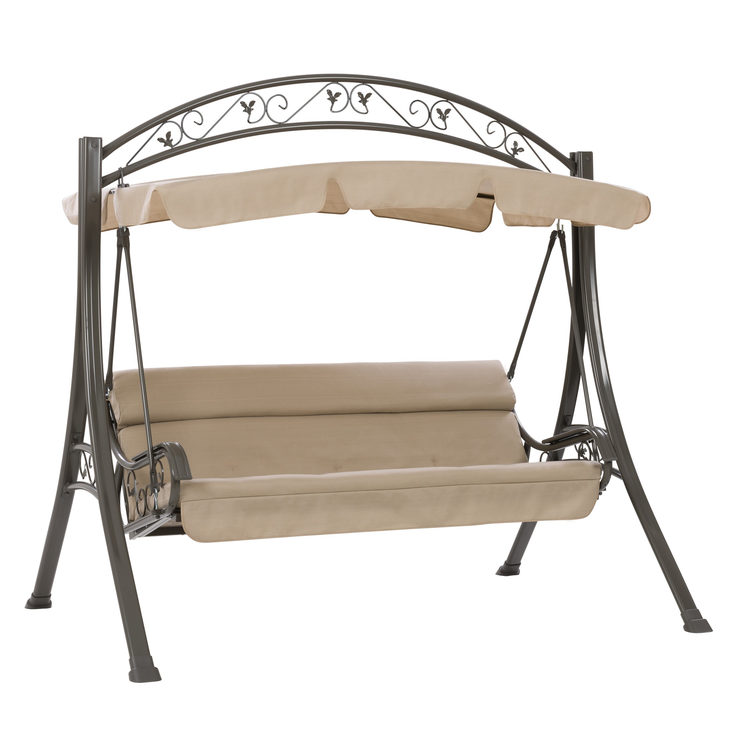 CorLiving Nantucket 2 person Beige Steel Outdoor Swing at Lowes