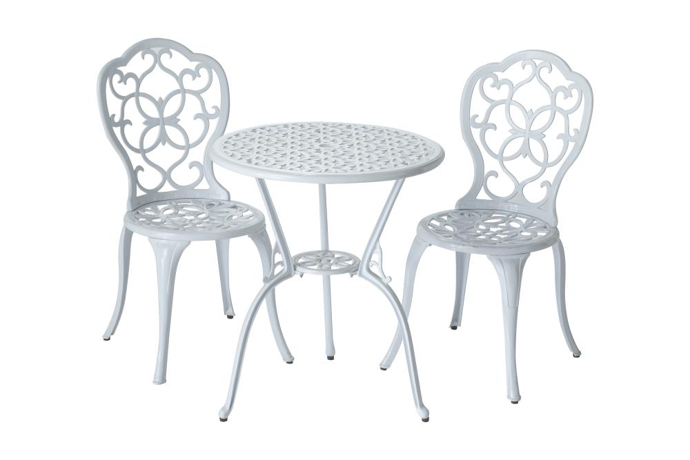 cast aluminium bistro set white