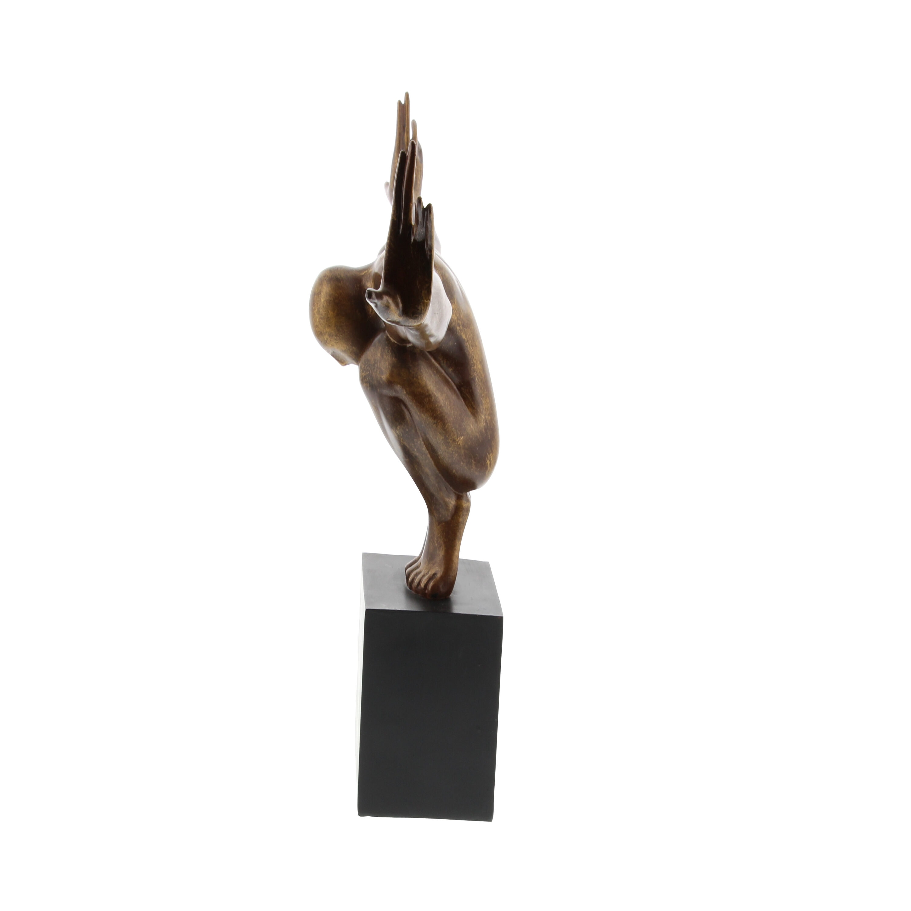 Elegant Bronze Polystone Diver Statue with Black Base - 4" x 20" x 11"