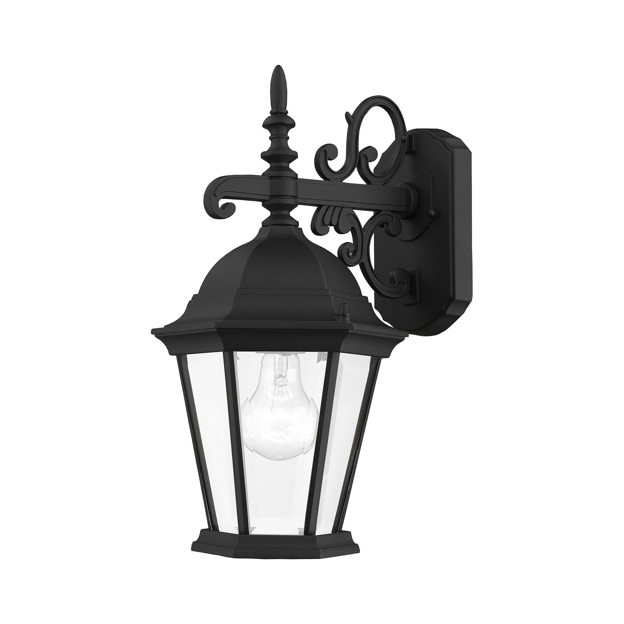 Livex Lighting 7555-14 Hamilton 1 -Light 15.25-in H Matte Black Hardwired Outdoor Wall Light
