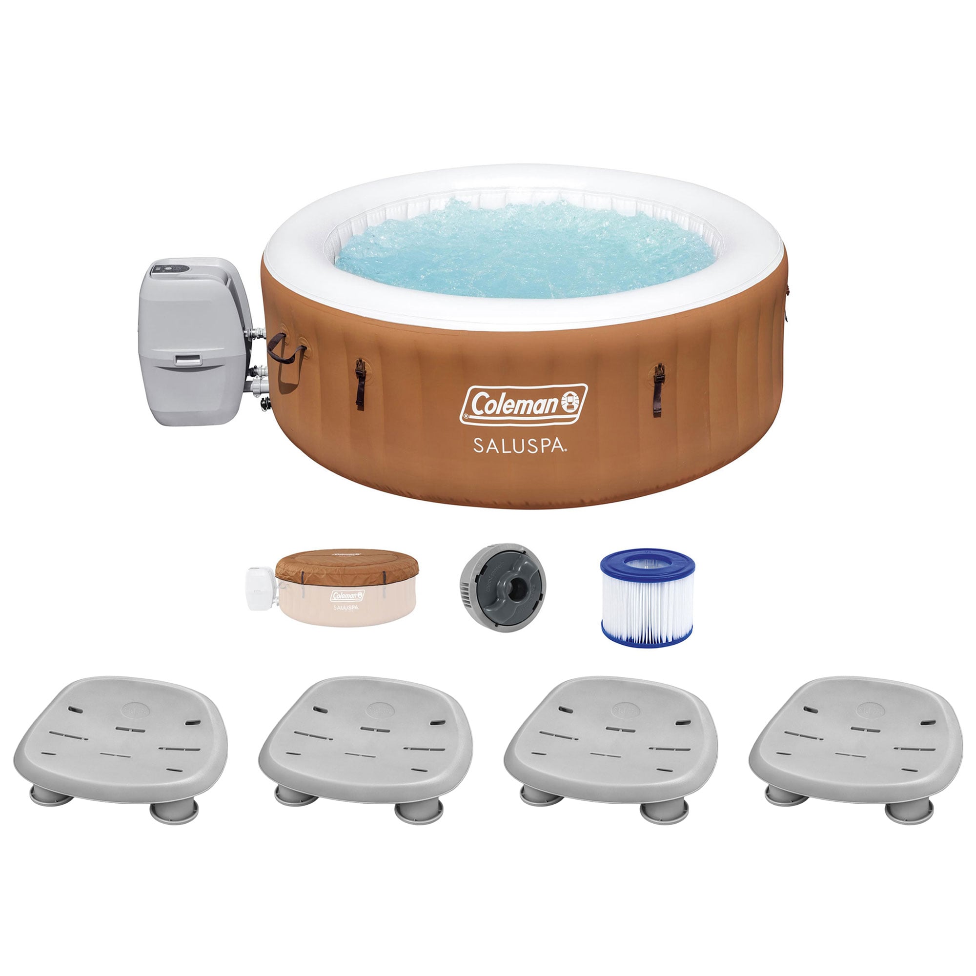Bestway 396544 SaluSpa 120 Jet 4 -Person Inflatable Round Hot Tub (Cover Included)