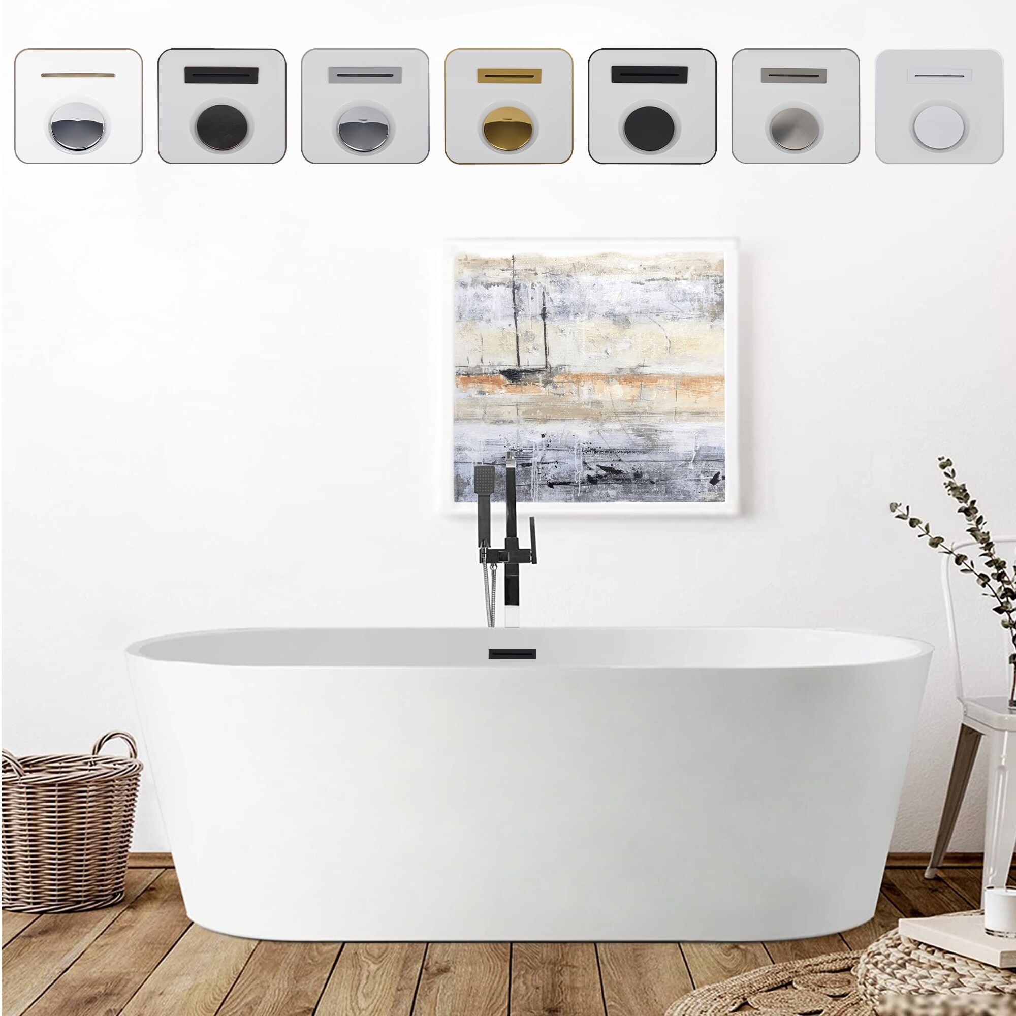 Iris 54" White Freestanding Acrylic Soaking Bathtub