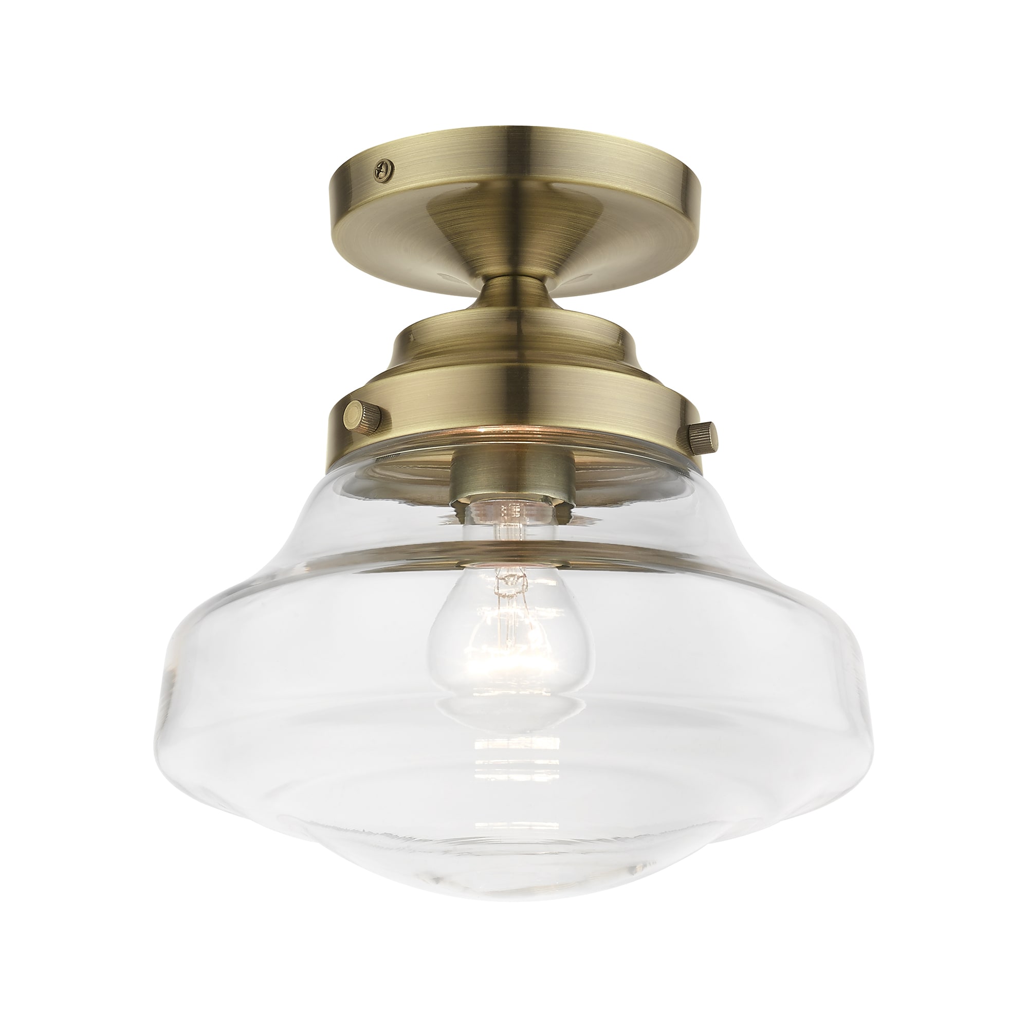 Antique Brass 9" Glass Semi-Flush Mount Light