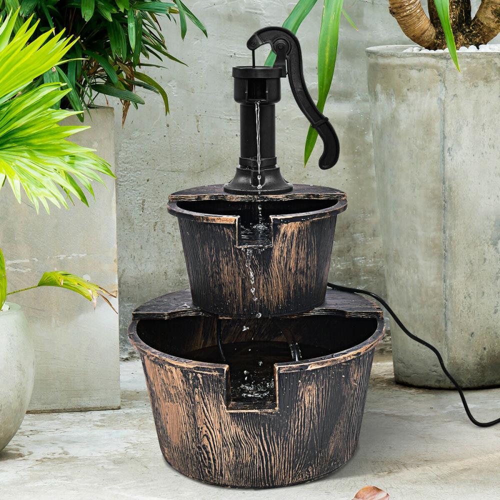 Costway 27-in H Plastic Water Tiered Outdoor Fountain with Birdbath ...