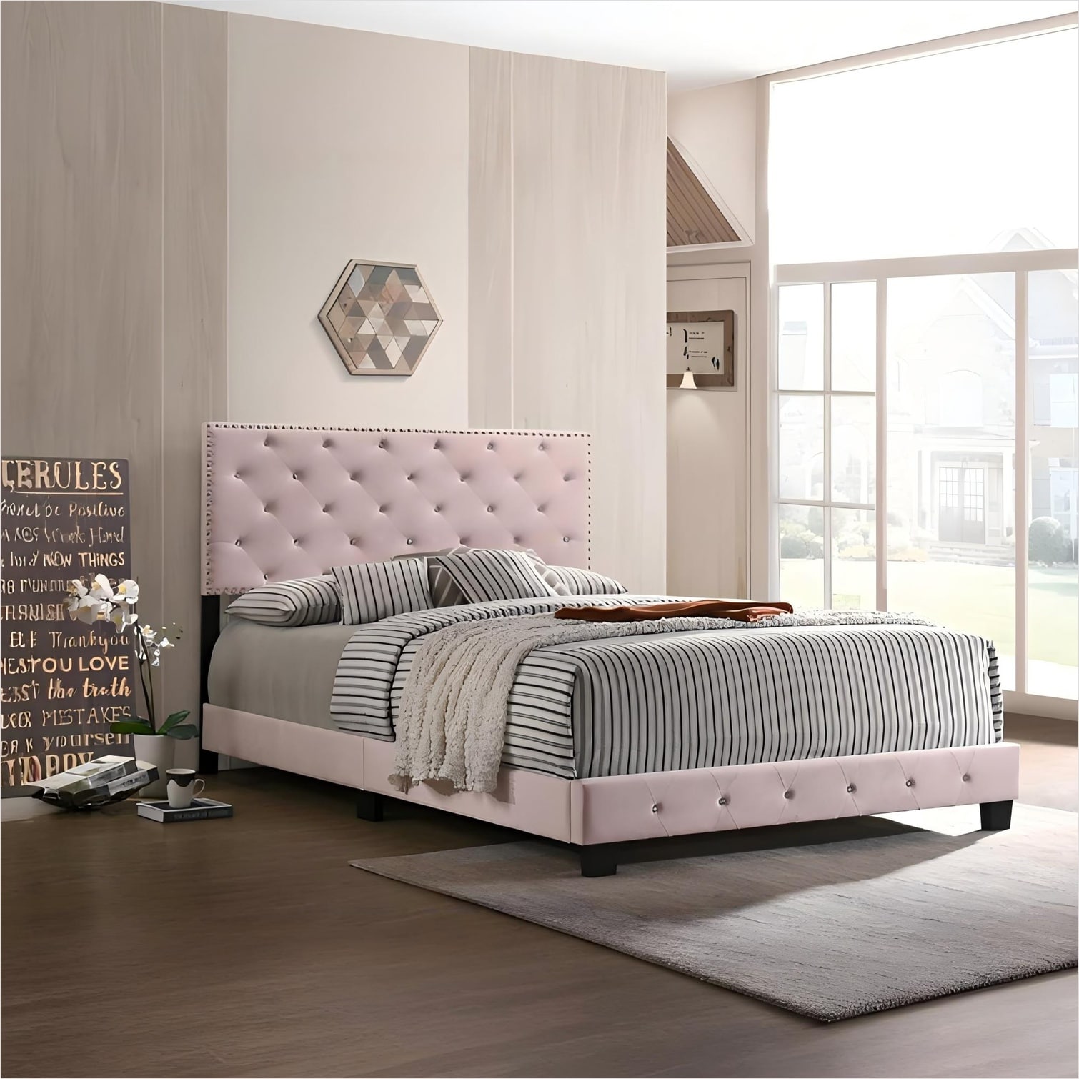 SunJet Transitional full bed with matching headboard upholstered in ...