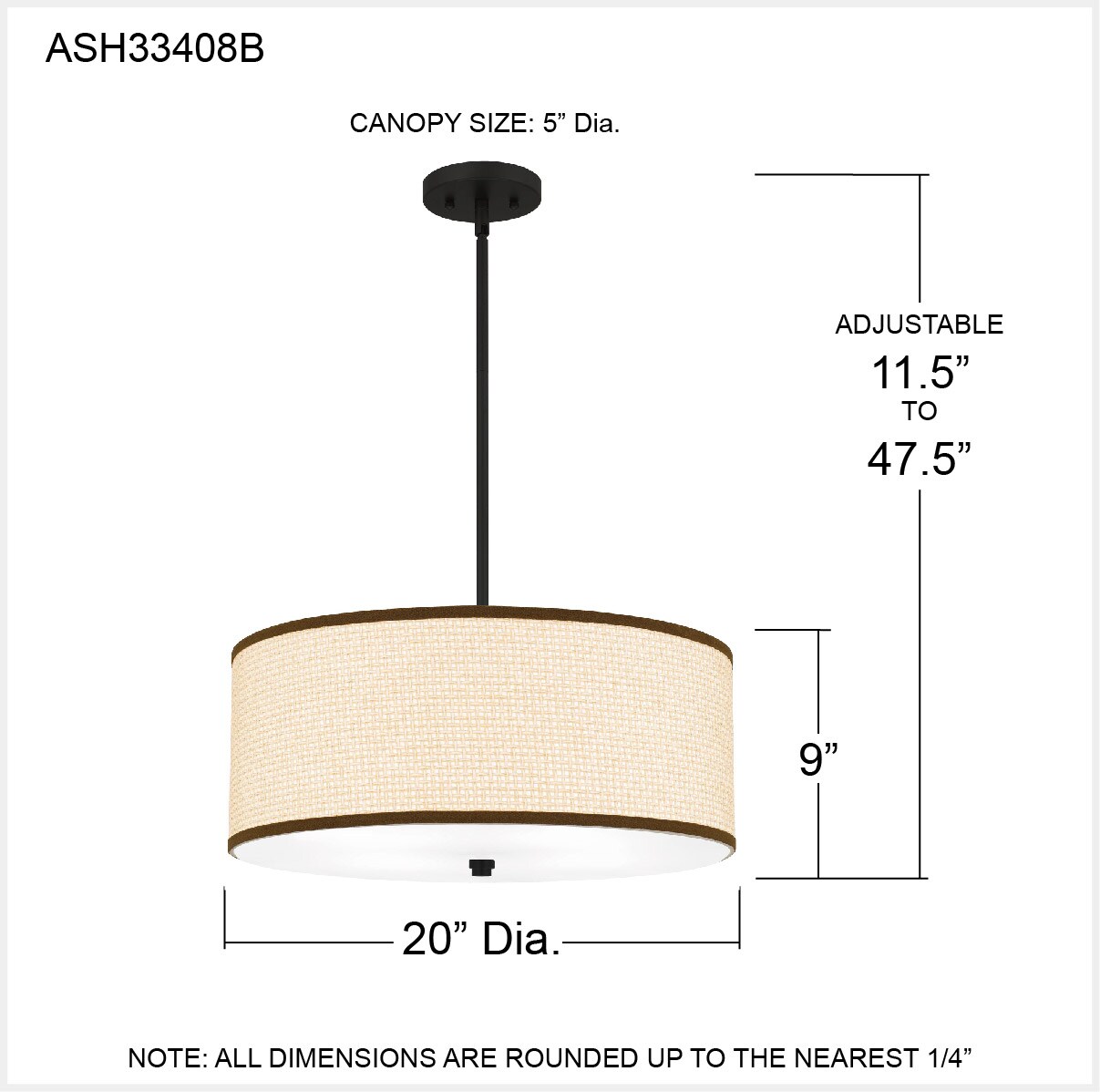Ashley Harbour Mira 4-Light Matte Black Transitional Drum Pendant Light ...