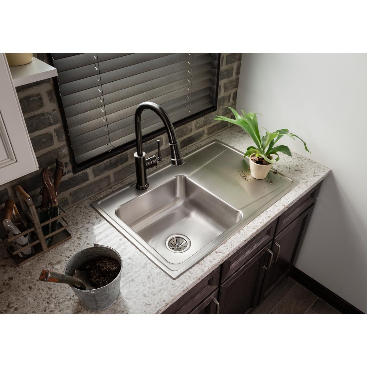Elkay LKEC2031AS Explore Antique Steel Single Handle Deck-mount Pull-down Kitchen Faucet with Sprayer