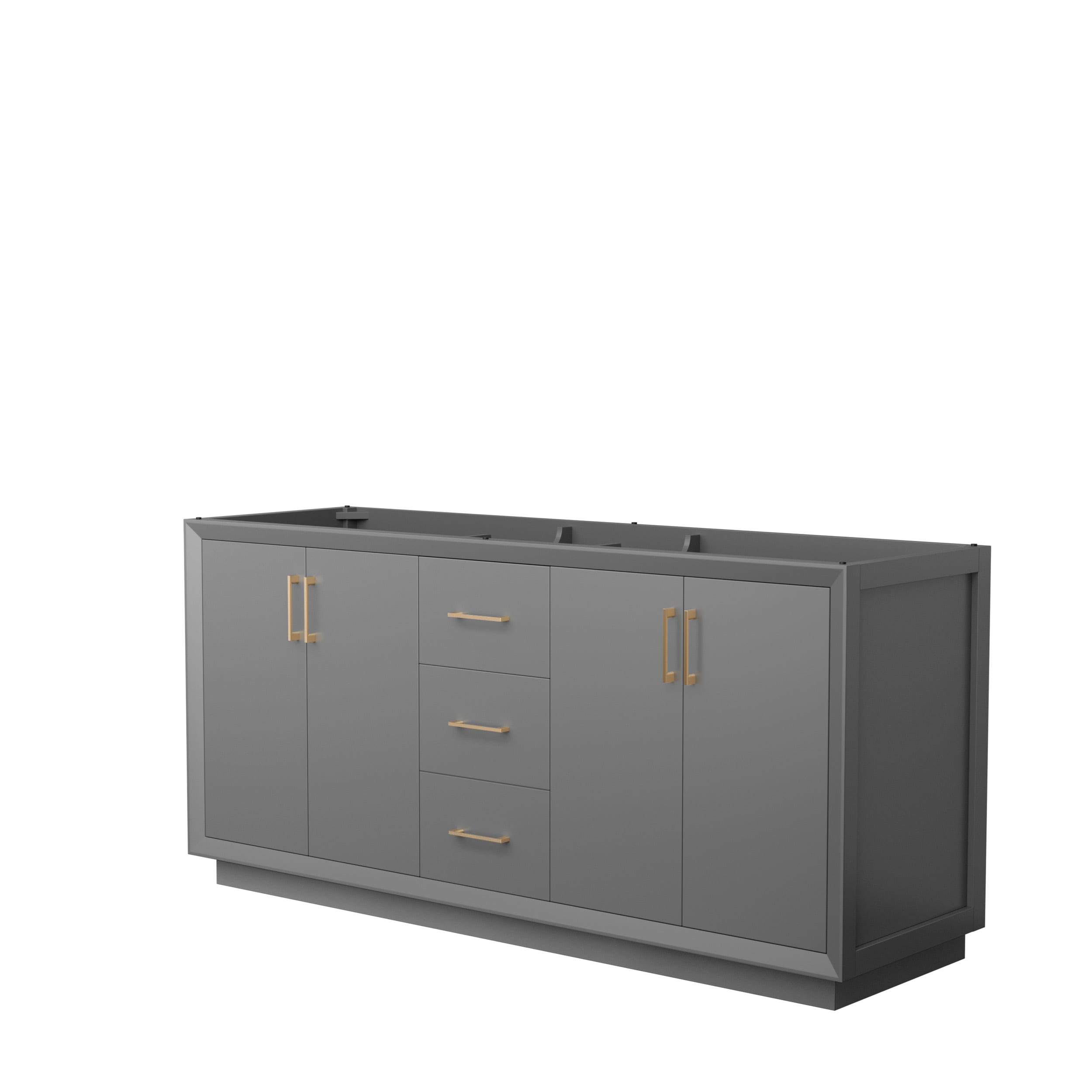 Wyndham Collection WCF414172DGZCXSXXMXX Strada 72-in Dark Gray with Satin Bronze Trim Bathroom Vanity Base Cabinet without Top