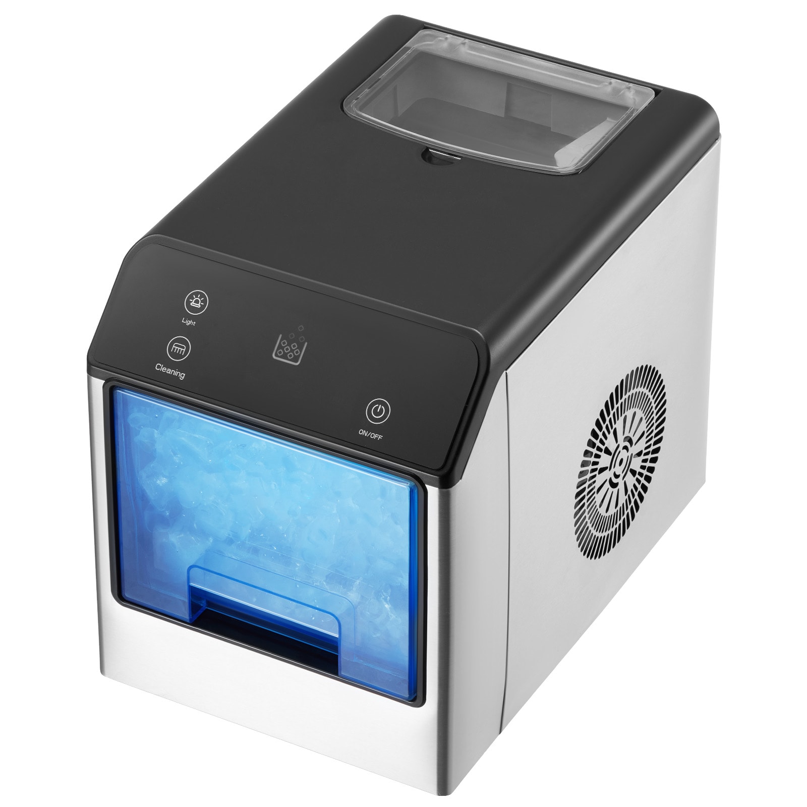 SVOPES SCJJBTMSZBJB06220V1 Nugget Ice Maker 33lbs/24H Pebble Ice Maker with Self Cleaning Chewable Ice Maker with Ice Scoop and Drip Tray Stainless Steel Ice Machine with Convenient Ice Transfer for Home Kitchen Office
