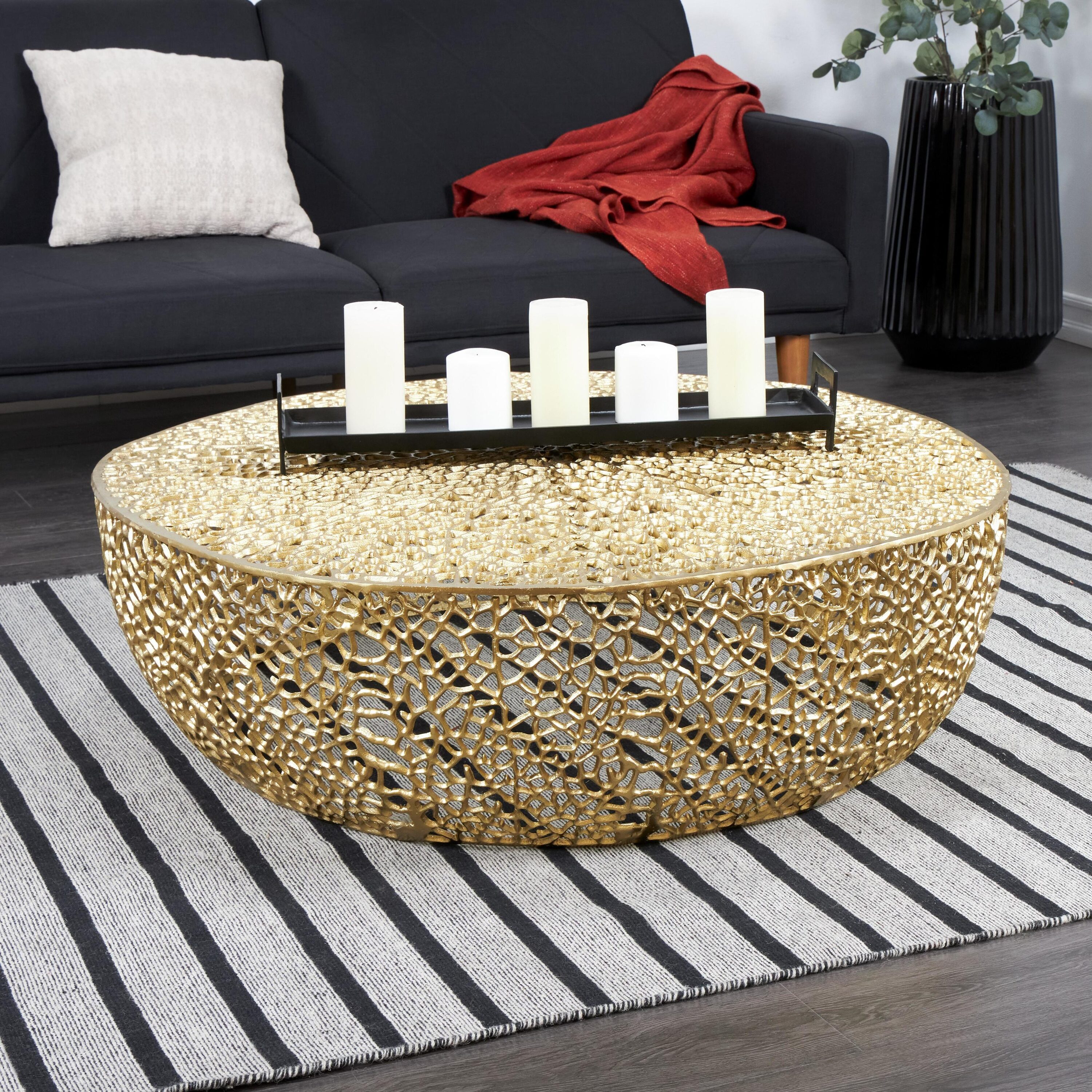 Grayson Lane 820767 14" Gold Coral Metal Coastal Coffee Table