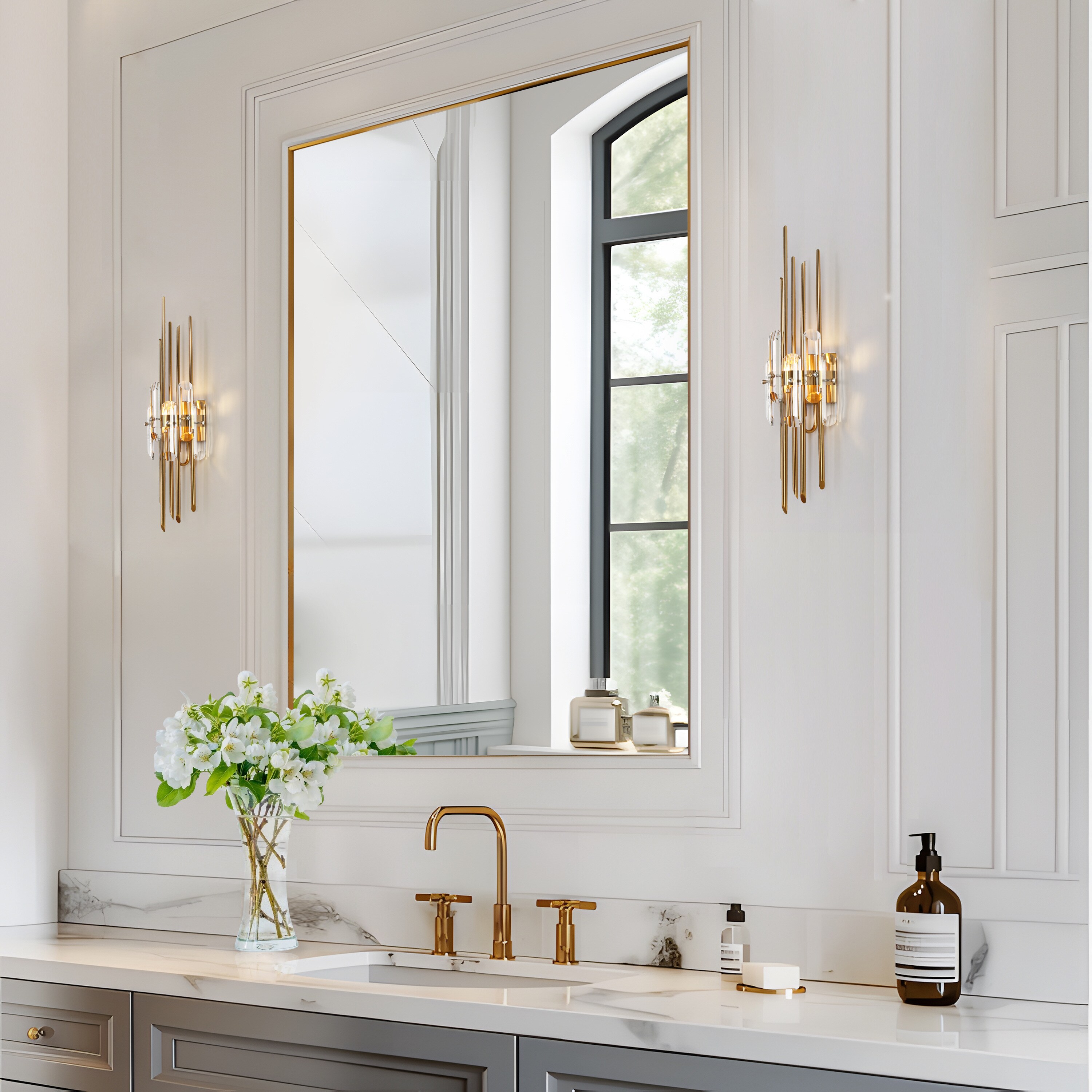 LNC Fataingyism 6.3-in W 1 -Light Polished Gold Wall Sconce in the Wall ...