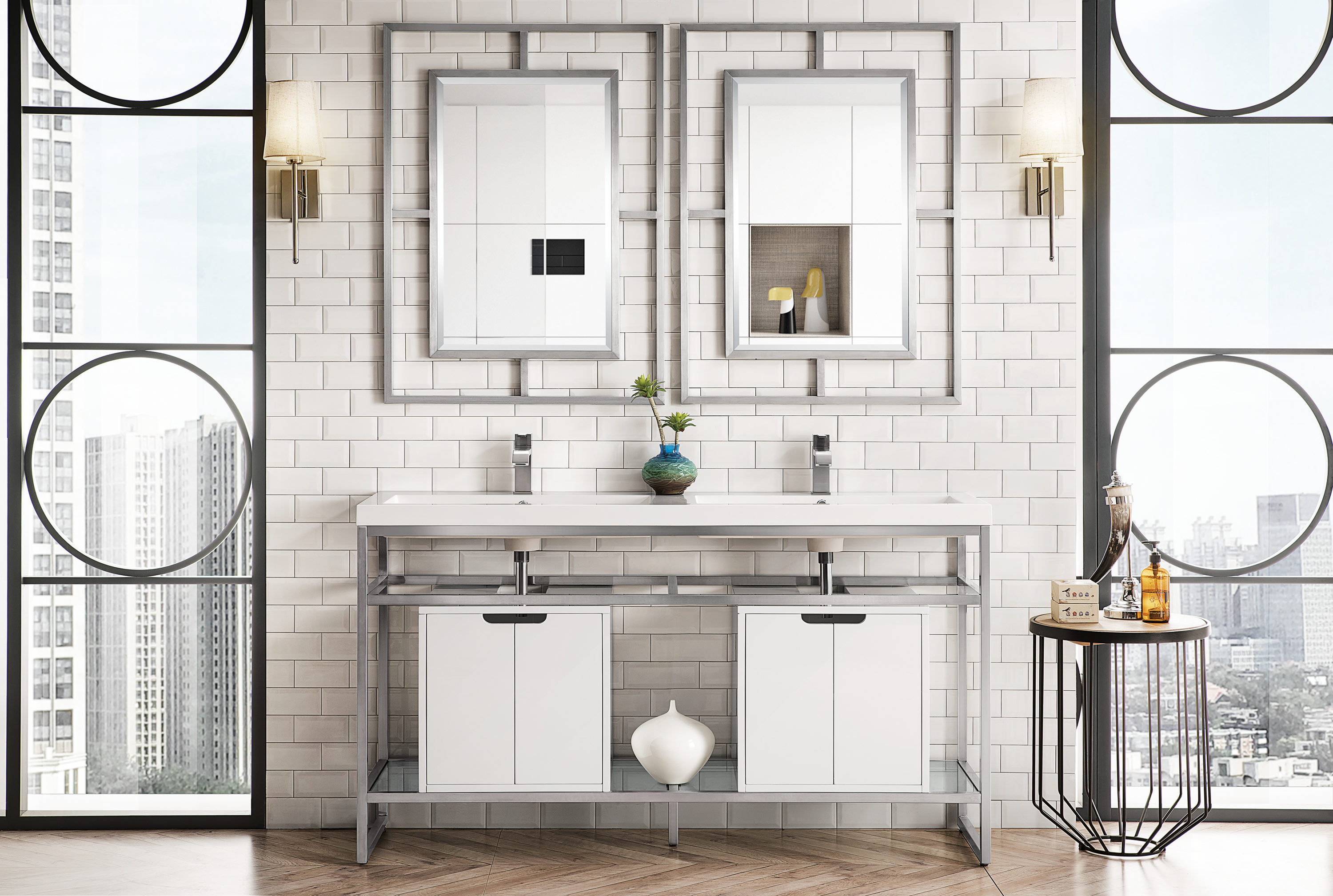 Boston 31.5 Stainless Steel Sink Console Single Bathroom Vanity