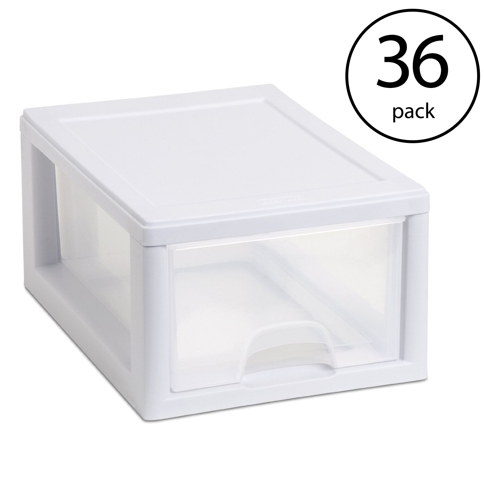 Sterilite 20518006 Stackable Small Drawer White Frame & See-Through (36  Pack)