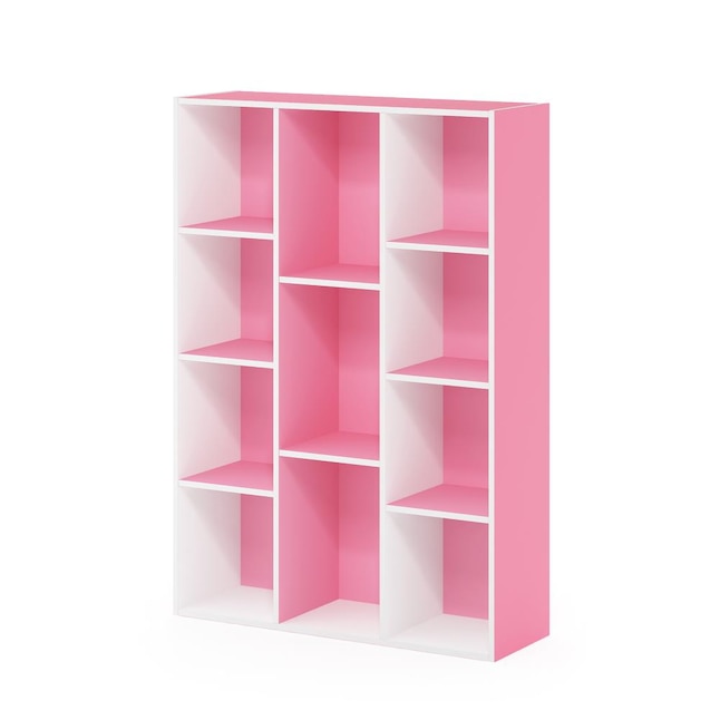 Furinno White Pink Wood 8 Shelf, Step 2 Bookcase Storage Chest Pink Gold