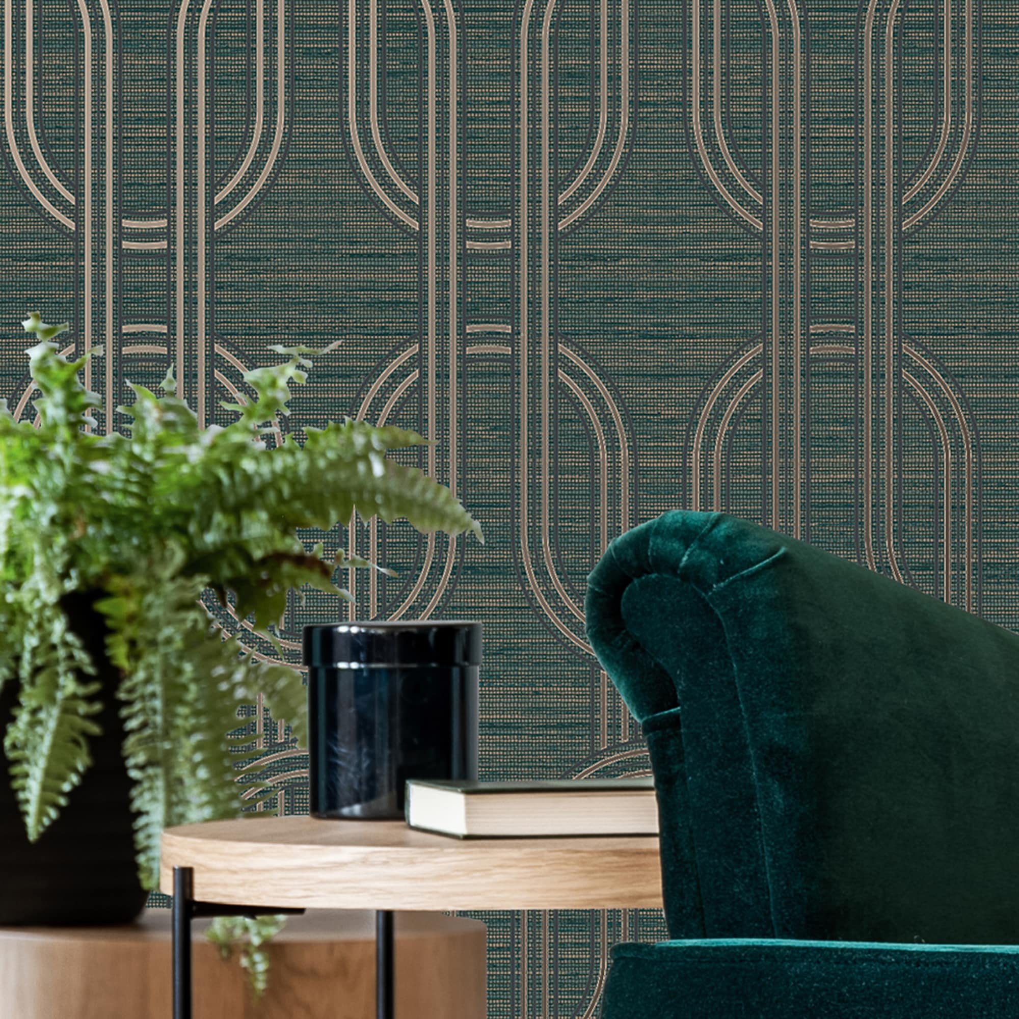Emerald Geometric Metallic Removable Wallpaper Roll