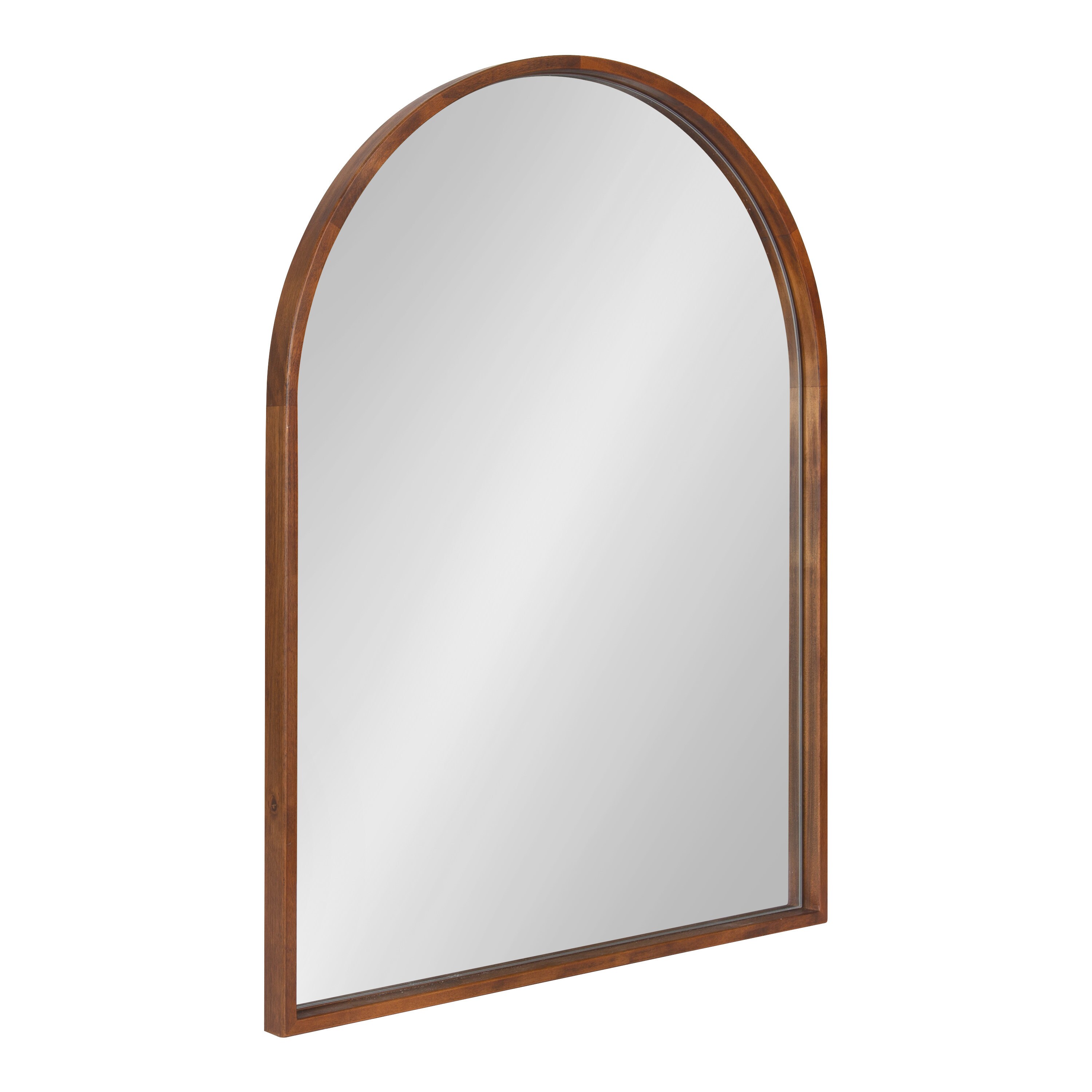 Kate and Laurel 229053 Valenti 23.62-in W x 31.5-in H Arch Walnut Brown Framed Wall Mirror