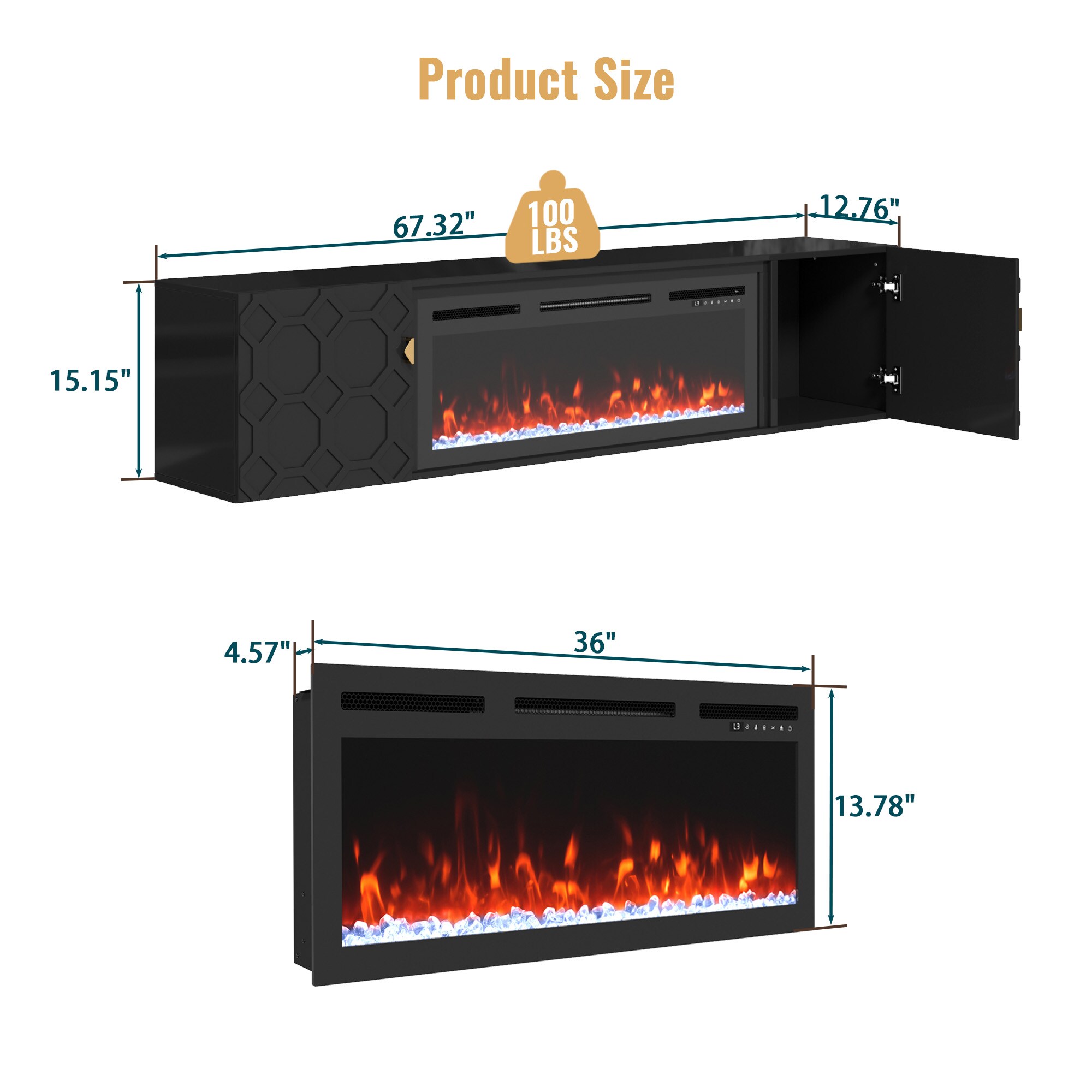 Mondawe MOJHZH008-BK Electric-Fireplaces - View #14