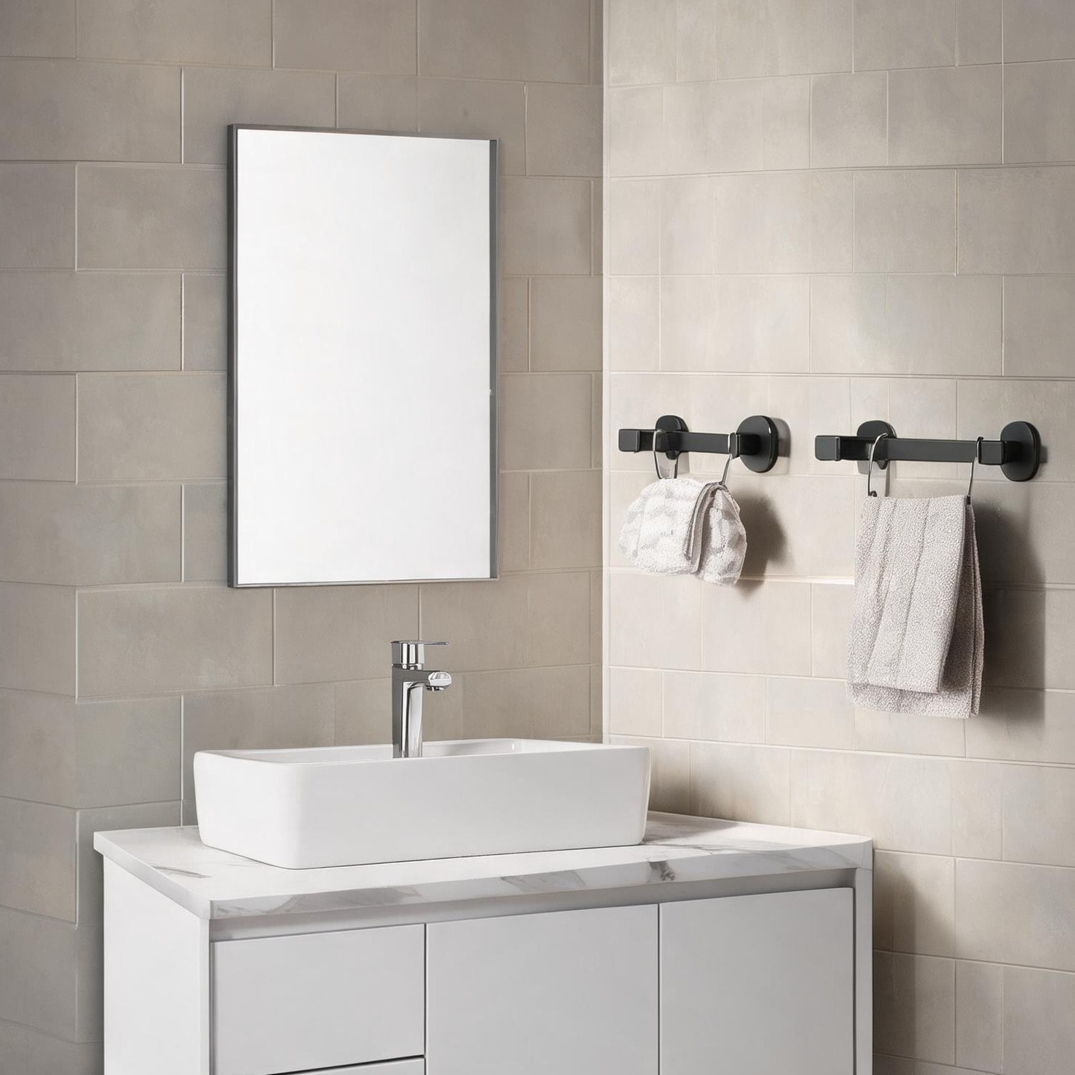 BBabe Brushed Nickel 5-Piece Bathroom Hardware Set 25-Inch Towel Bar with Concealed Screw Installation