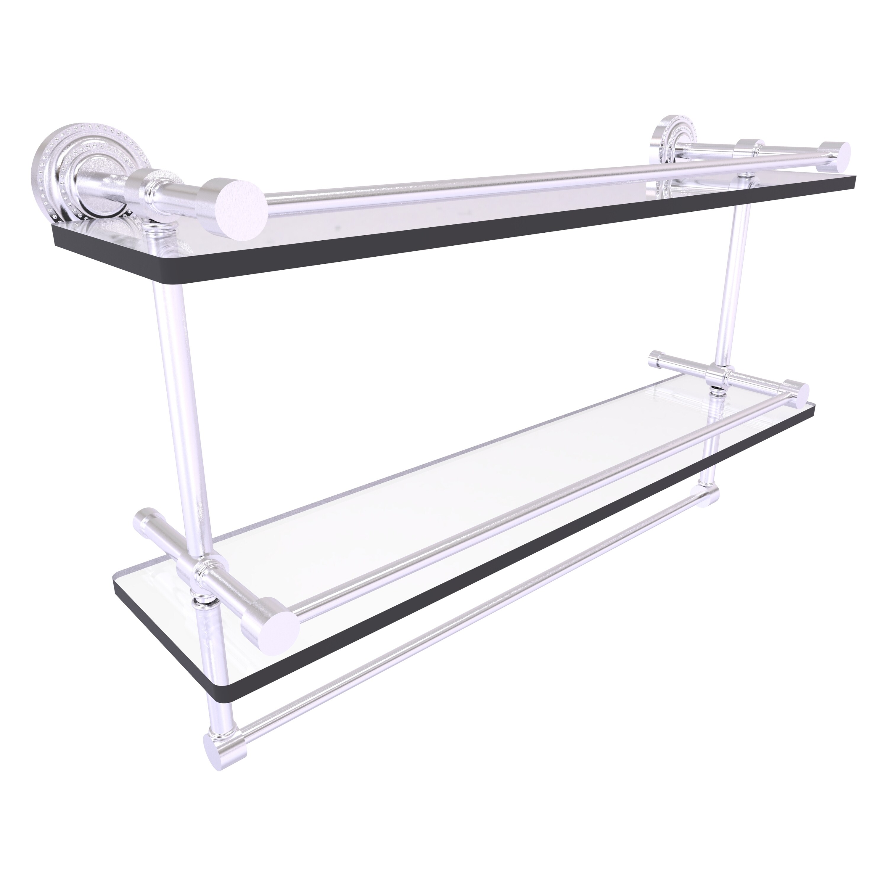Allied Brass DT-2TB/22-GAL-SCH Dottingham Satin Chrome 2 -Tier Wall mount Bathroom Shelf ( 22-in x 12-in x 5-in )