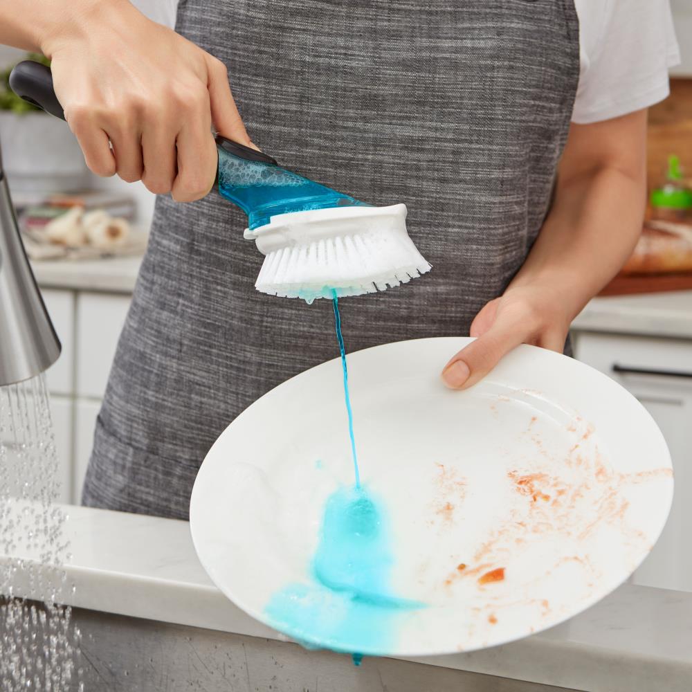 OXO Soap Dispensing Dish Brush - Black, Countertop Mount, Durable