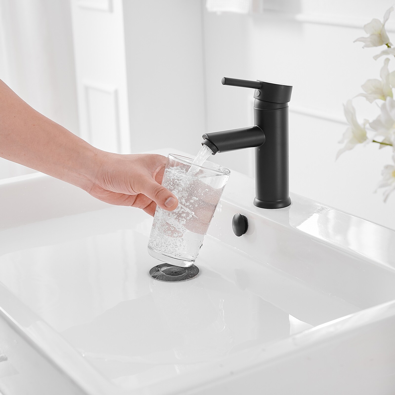 Matte Black Stainless Steel Single-Handle Bathroom Faucet