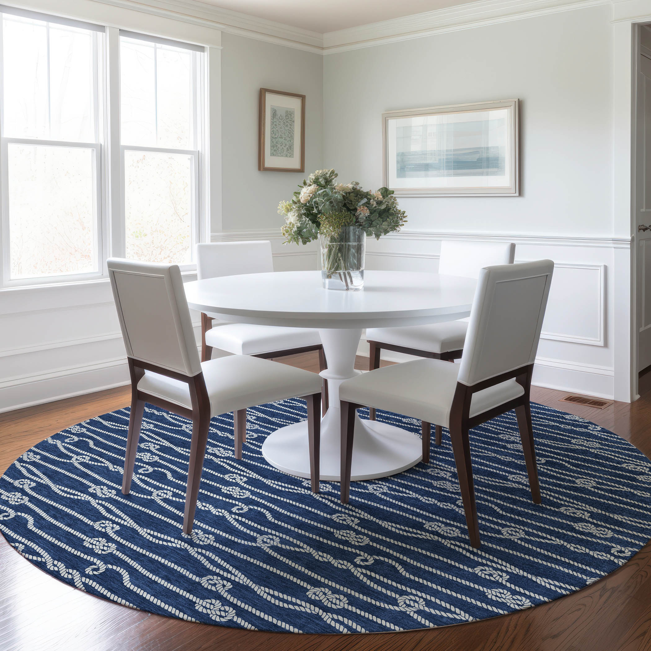 Addison Rugs AMF152NA8RO Mayfield AMF152NA 8 x 8 (ft) Loomed Polyester Navy Round Indoor Geometric Machine washable Area rug