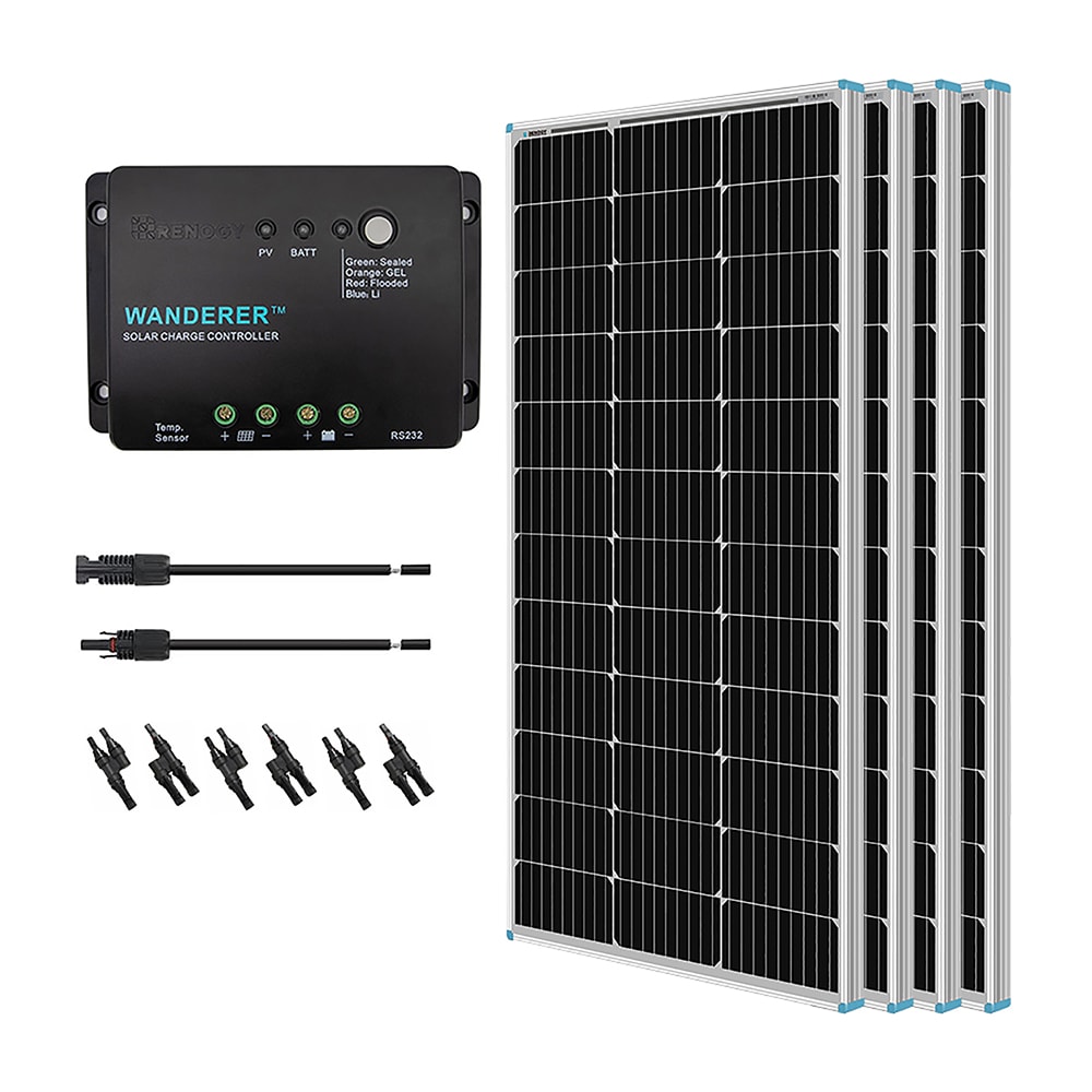 Renogy 4-Module 41.8-in x 20.9-in 400-Watt Solar Panel BUNDLE400D-WND30 ...