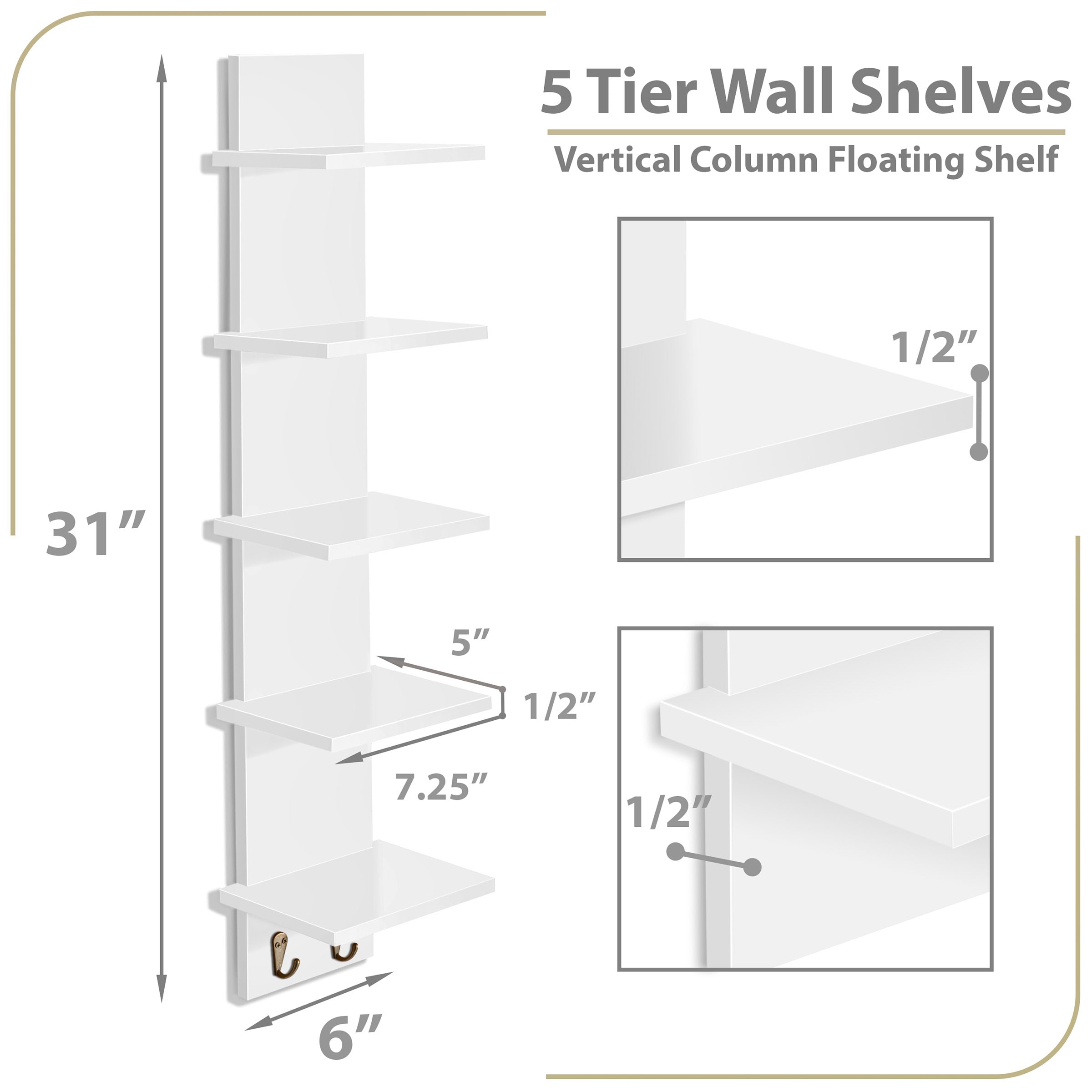 SORBUS 192405048173 Wall-Mounted-Shelving - View #3