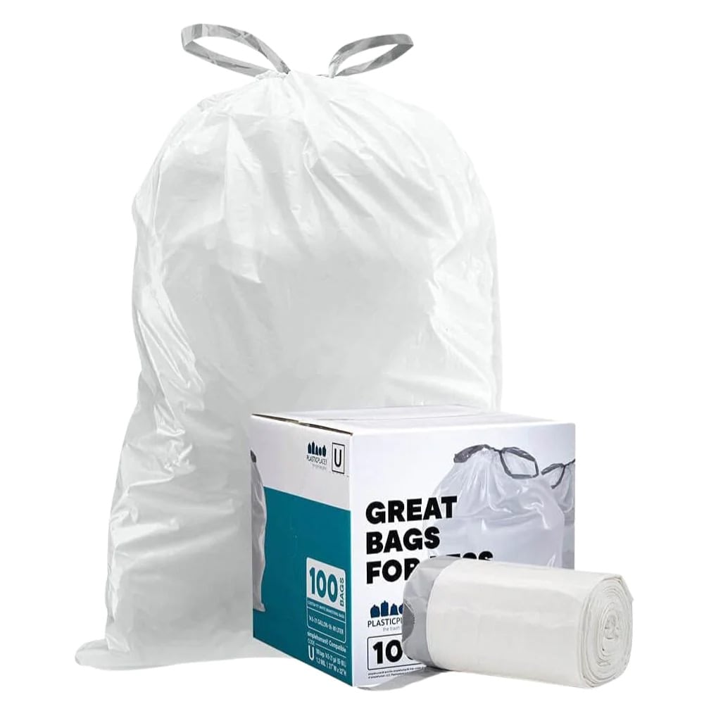 Plasticplace 21-Gallons White Plastic Kitchen Drawstring Trash Bag (200 ...