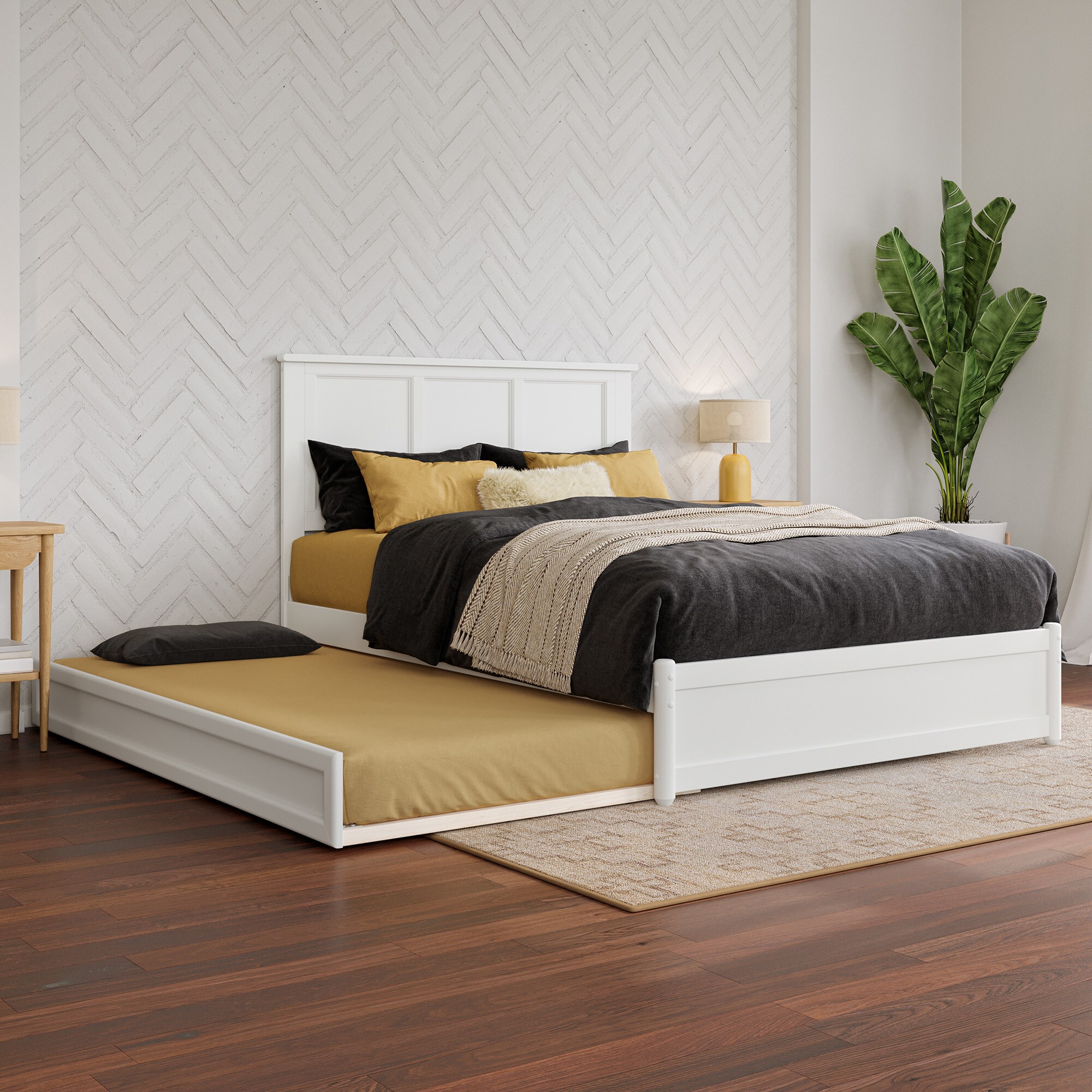 AFI AR8687232 Full White Wood Trundle Bed with Headboard