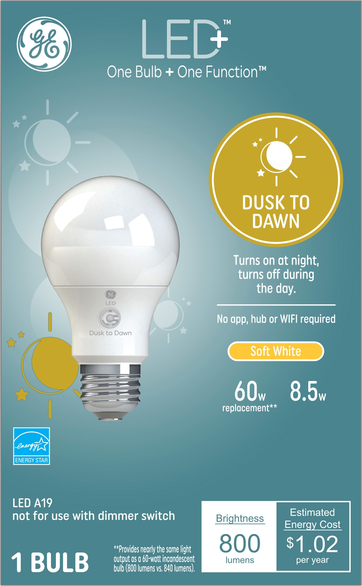 GE LED+ Dusk to Dawn EQ A19 Soft White Medium Base (e-26) Light Bulb in the General Purpose LED Light Bulbs at Lowes.com