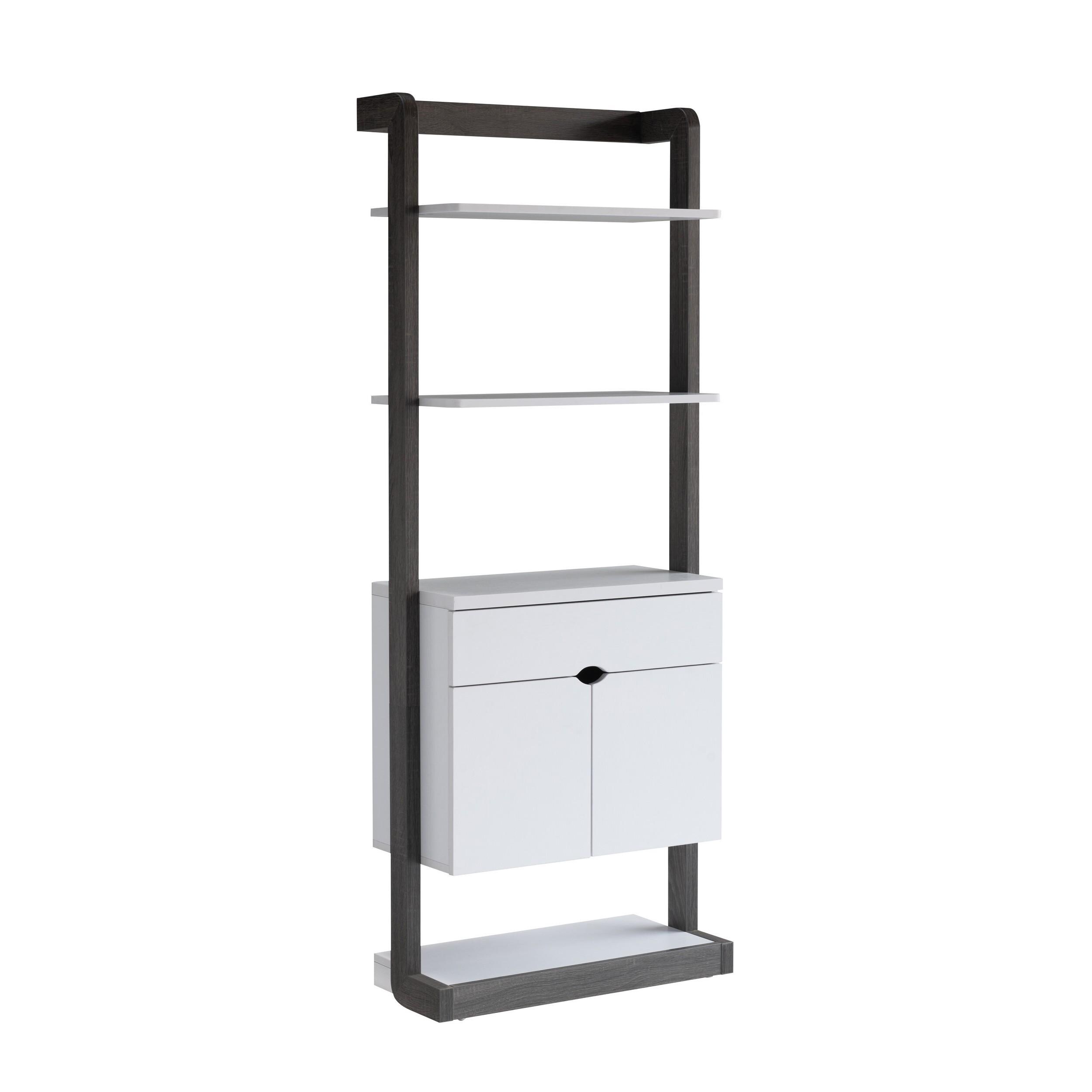 Benzara Contemporary/Modern White Wood China Cabinet with Wine Storage