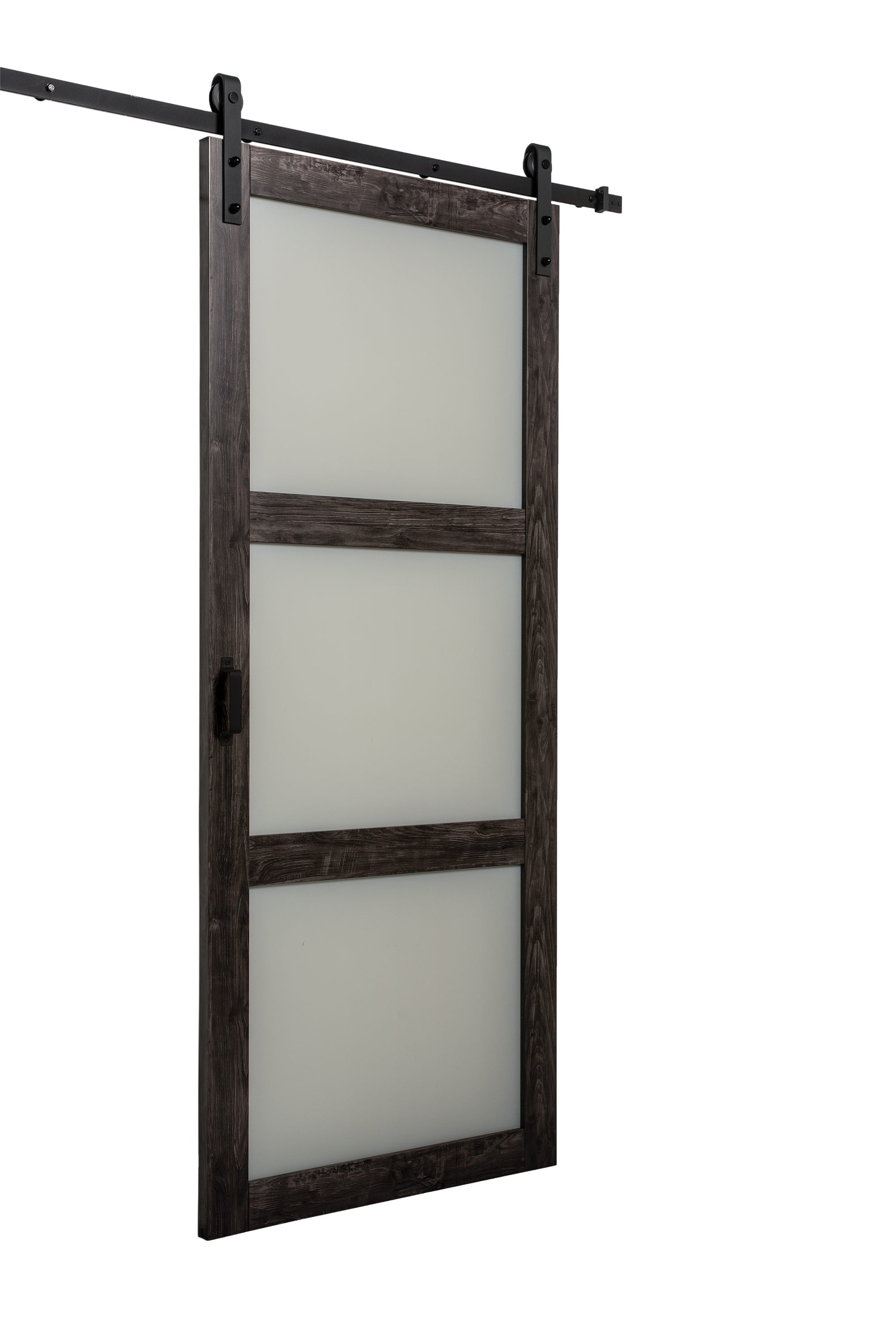 RELIABILT 36-in x 84-in Espresso Frosted Glass Mdf Single Barn Door ...