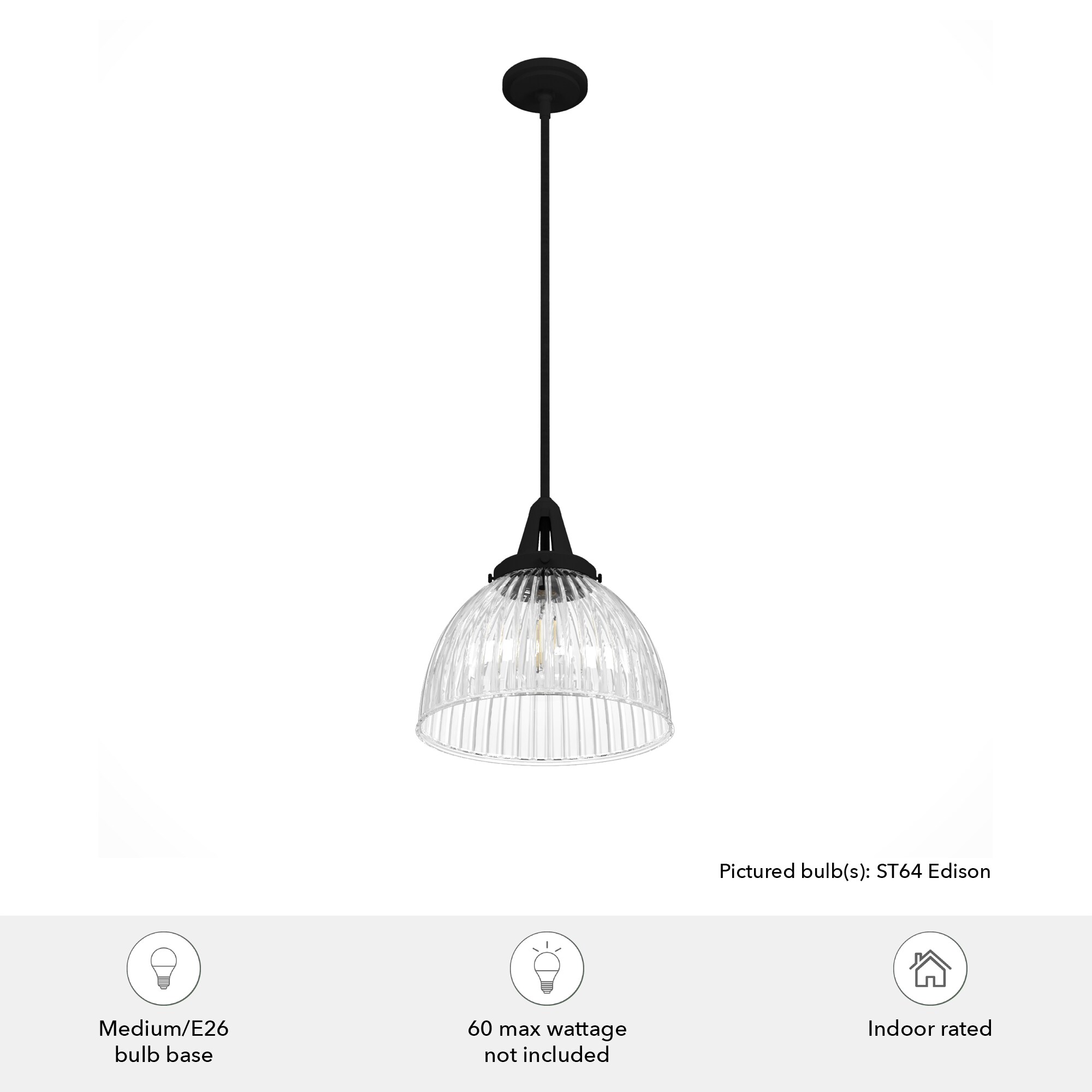 Cypress Grove 13" Black Iron and Glass Pendant Light