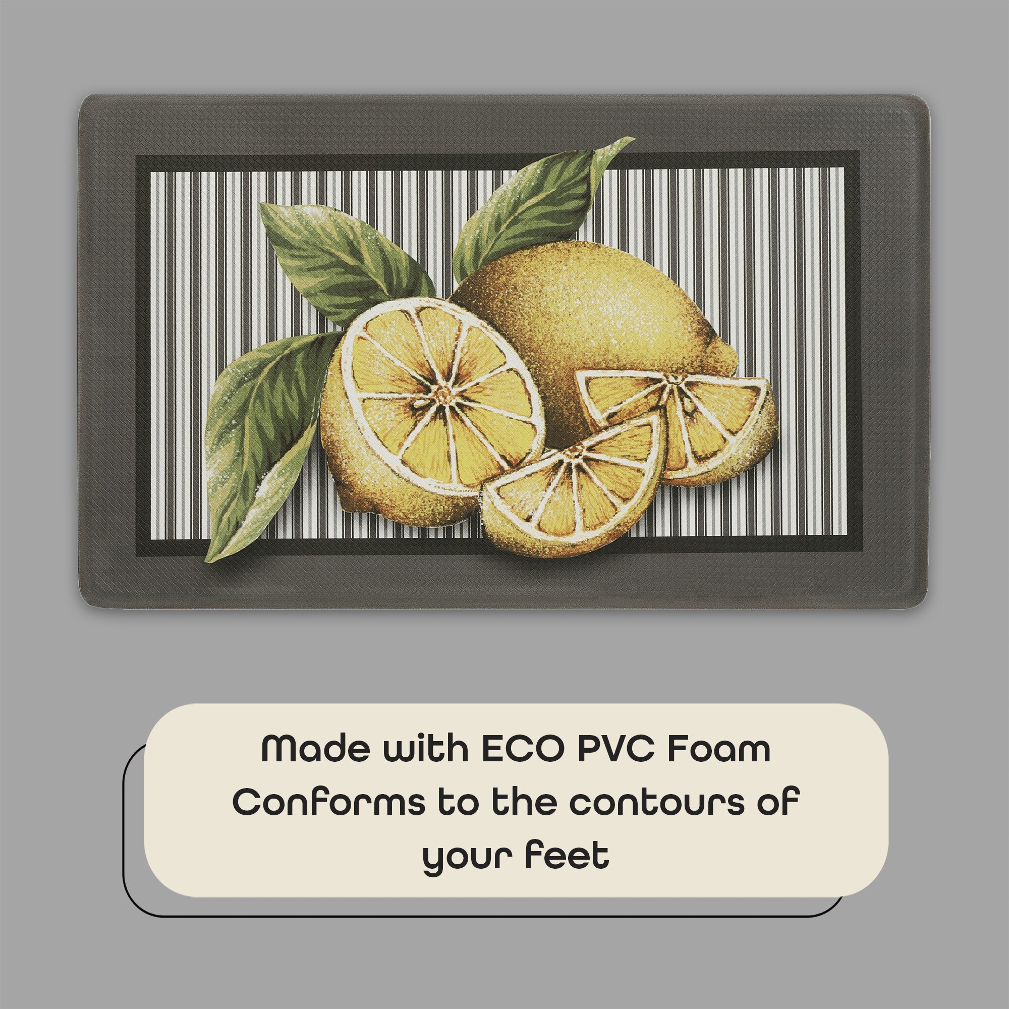 Lemon Drop Yellow and Gray Anti-Fatigue Kitchen Mat