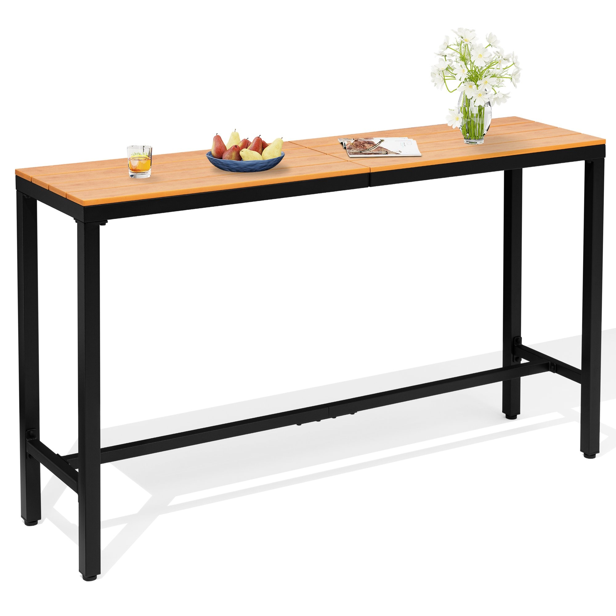 Crestlive Products CL-TB034BRN160 Patio table Rectangle Outdoor Bistro Table 15.67-in W x 63-in L