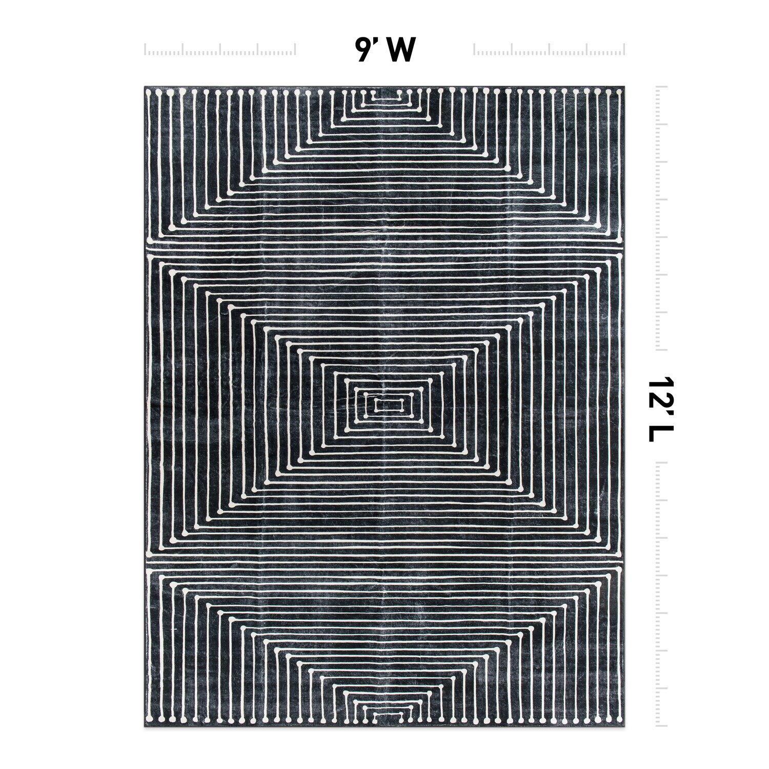 World Rug Gallery WR73BLACK9X12 Stanford 9 x 12 (ft) Flatweave Black Rectangular Indoor Geometric Global Machine washable Pet Friendly Area rug