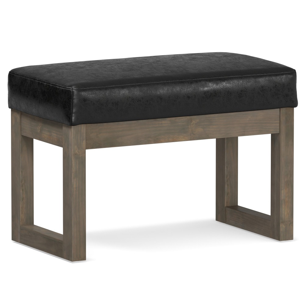 Simpli Home AXCOT-252S-DBL Milltown Modern Distressed Black Faux Leather Storage Ottoman