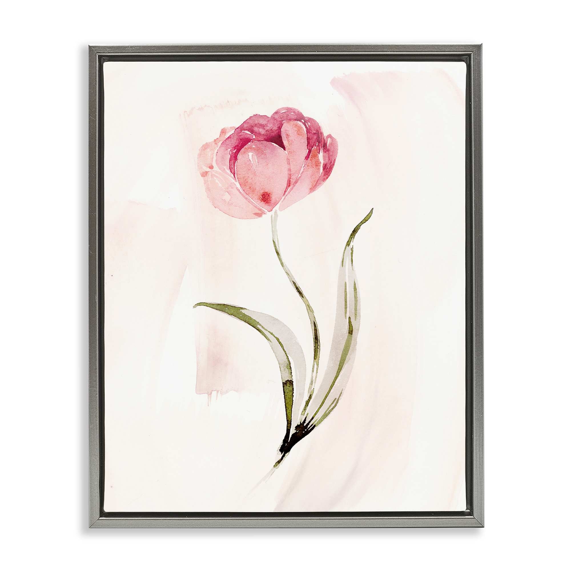 Stupell Industries BT-984-FFL-16X20 Pink Blossom with Leaves Floating Frame design by Kristen Brockmon