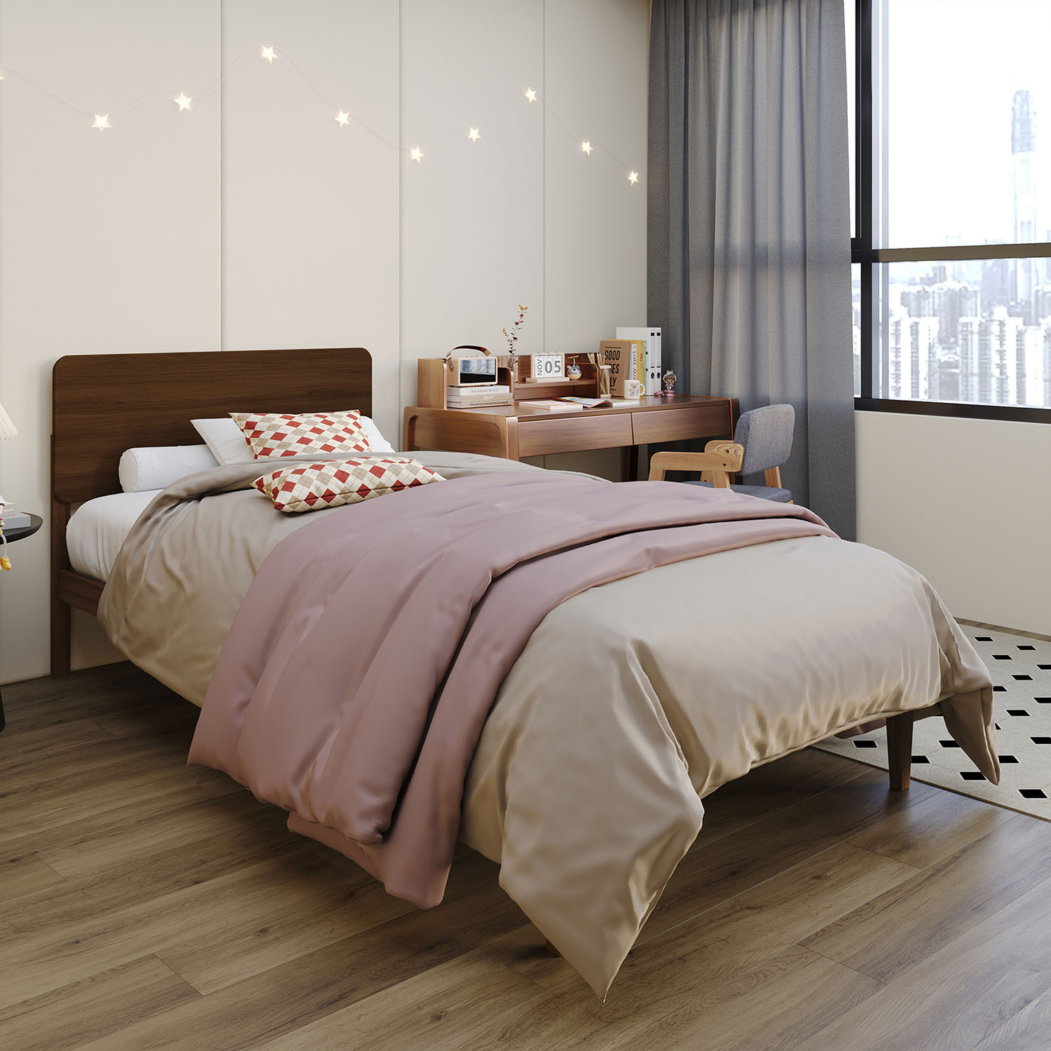 CasePiece C262TPL-WN-WD Walnut Twin Wood Platform Bed