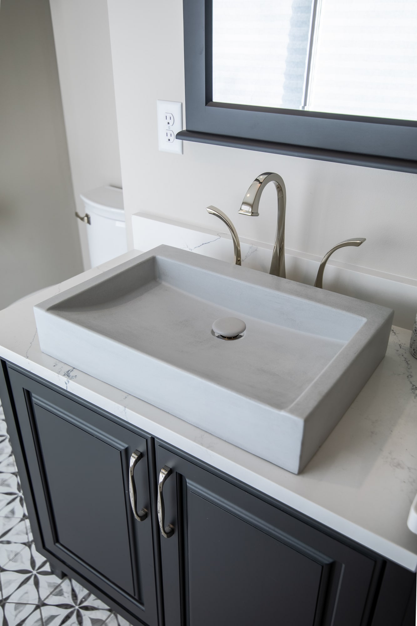 Eden Black Concrete Rectangular Undermount Bathroom Sink