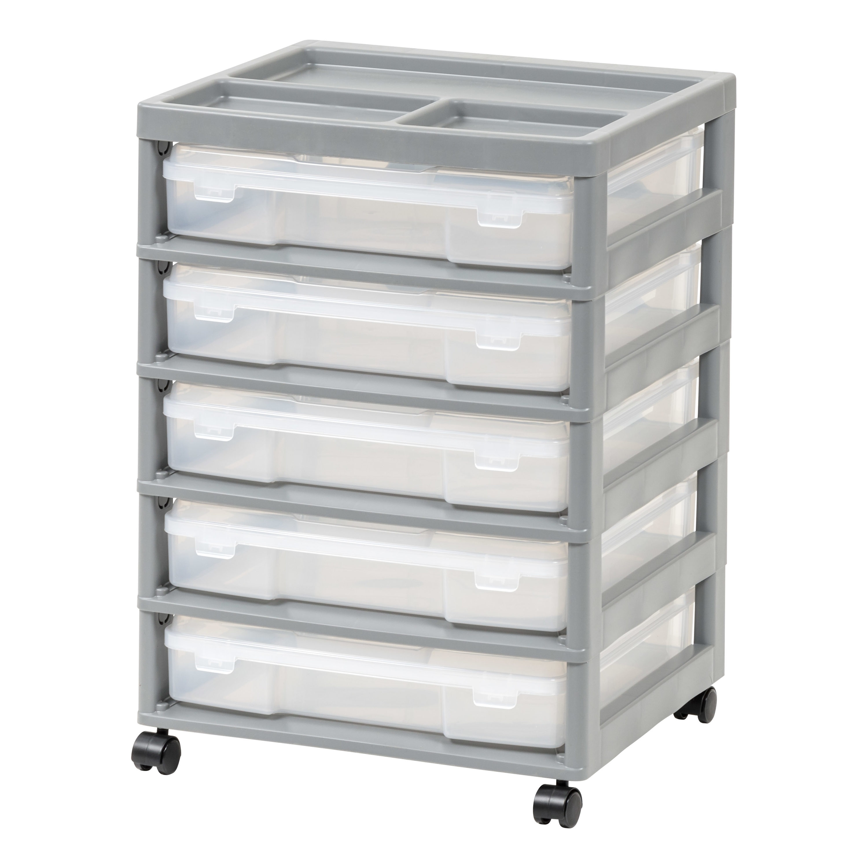 Iris 5 Drawer Rolling Storage Cart with Project Cases Gray