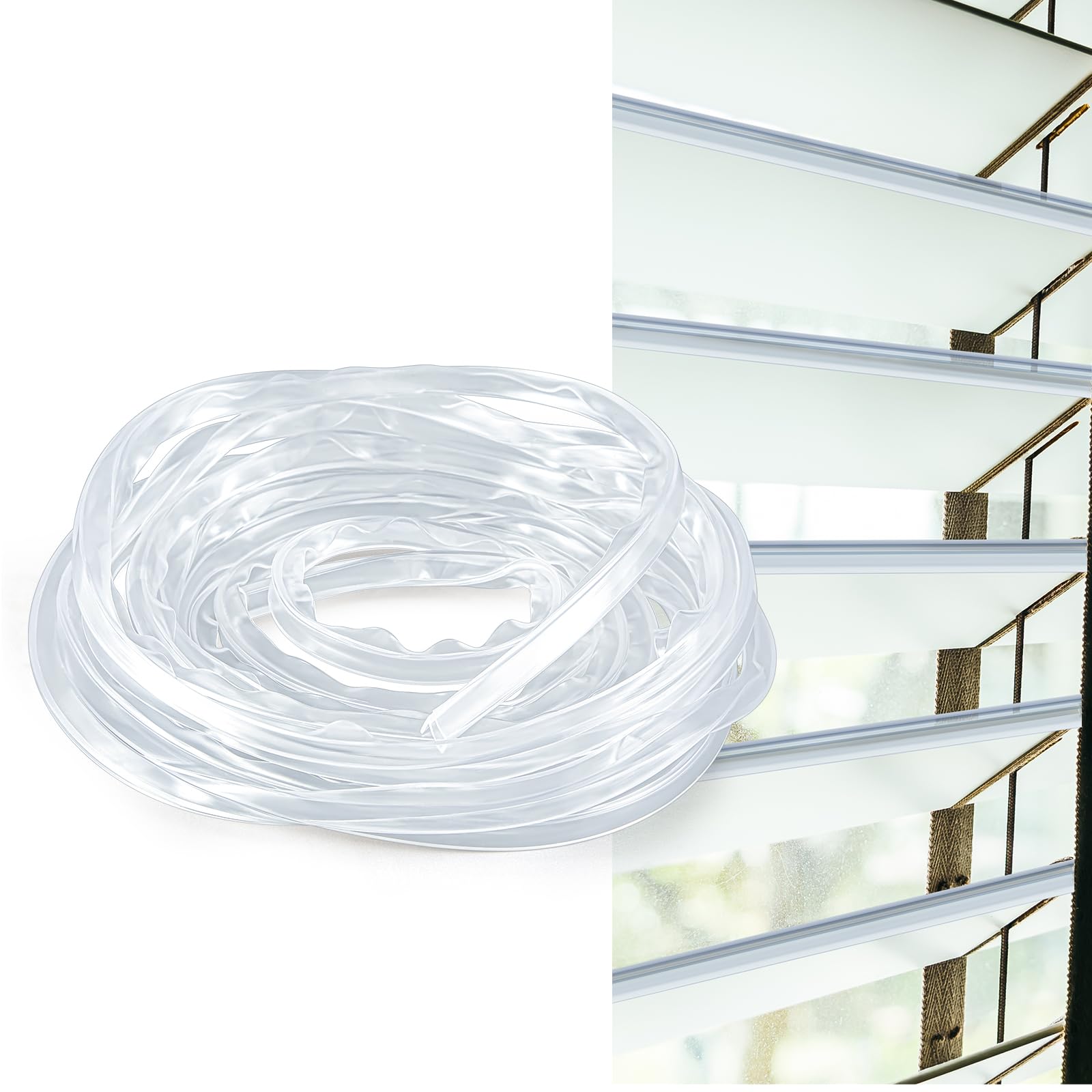 AOIZGMY  100ft Clear Vinyl Jalousie Window Seal Roll Weatherproof Strip for Louver Slat Blinds Protects Against Wind Rain Dust Insects Allows