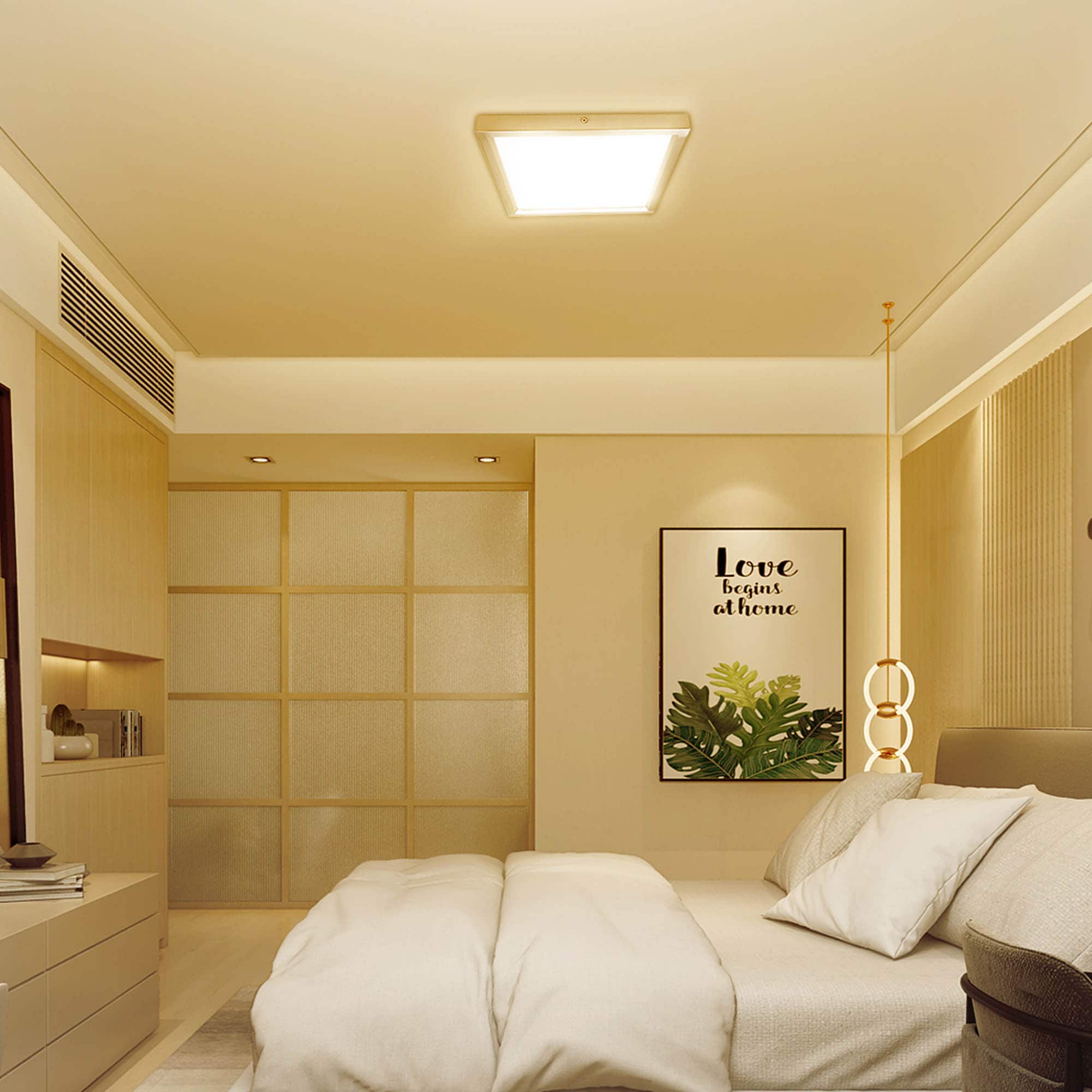 MingBright 13'' Square Brushed Nickel LED Flush Mount Light
