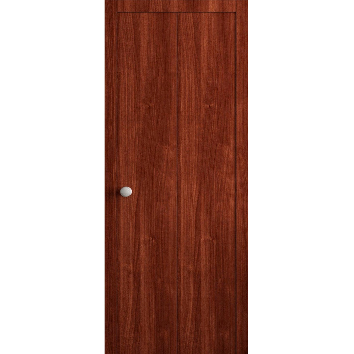 SARTODOORS Sliding Closet Bi-fold Doors 36 x 84 in - LUNO 1003 Walnut - Sturdy Tracks Moldings Trims Hardware Set - Wood Solid Bedroom Wardrobe Doors