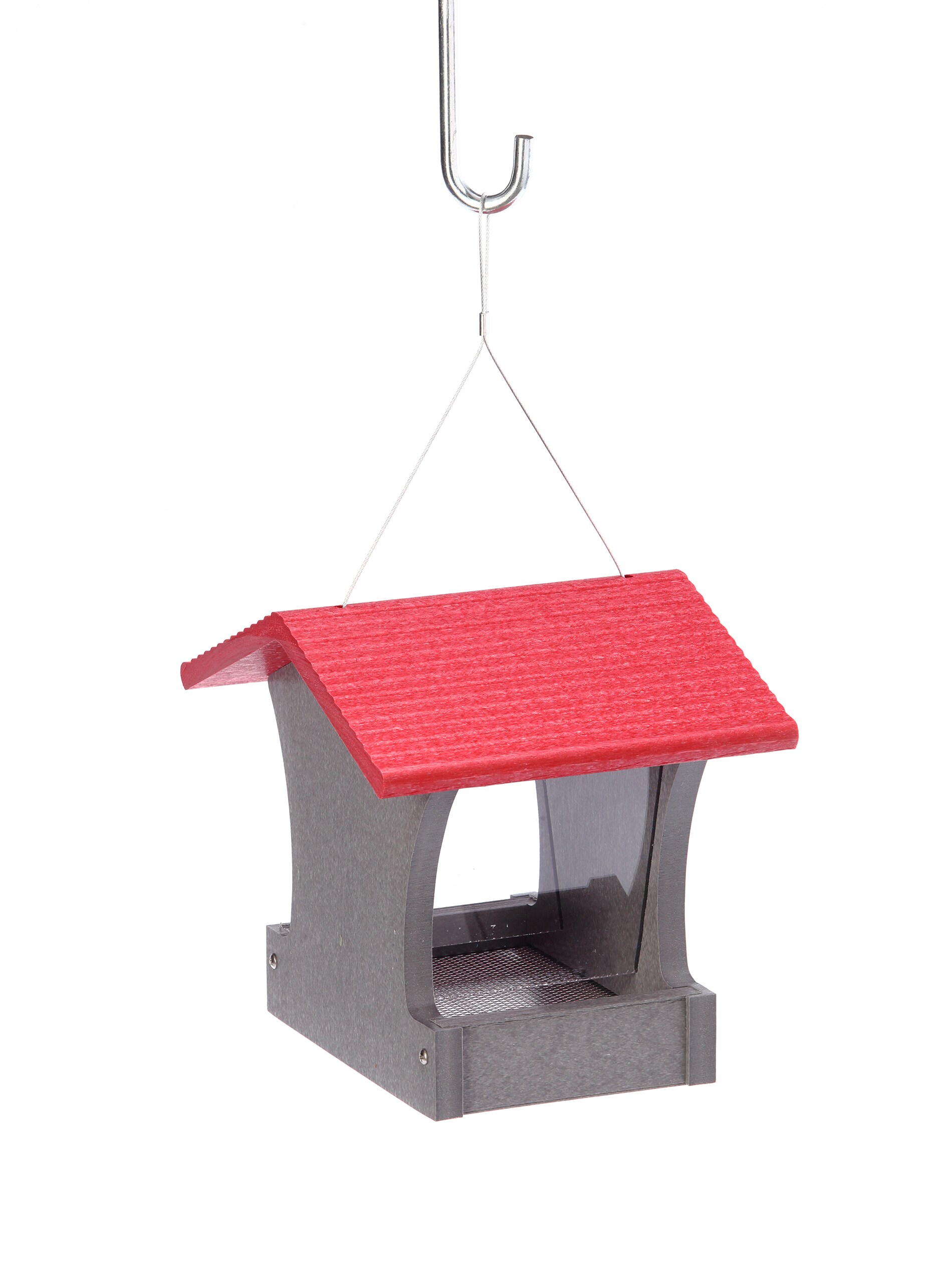 BIRDS CHOICE GSHF100 Green Solutions Recycled Small Hopper Feeder Red Recycled Poly-lumber Hanging Hopper Bird Feeder- 4.81-lb Capacity